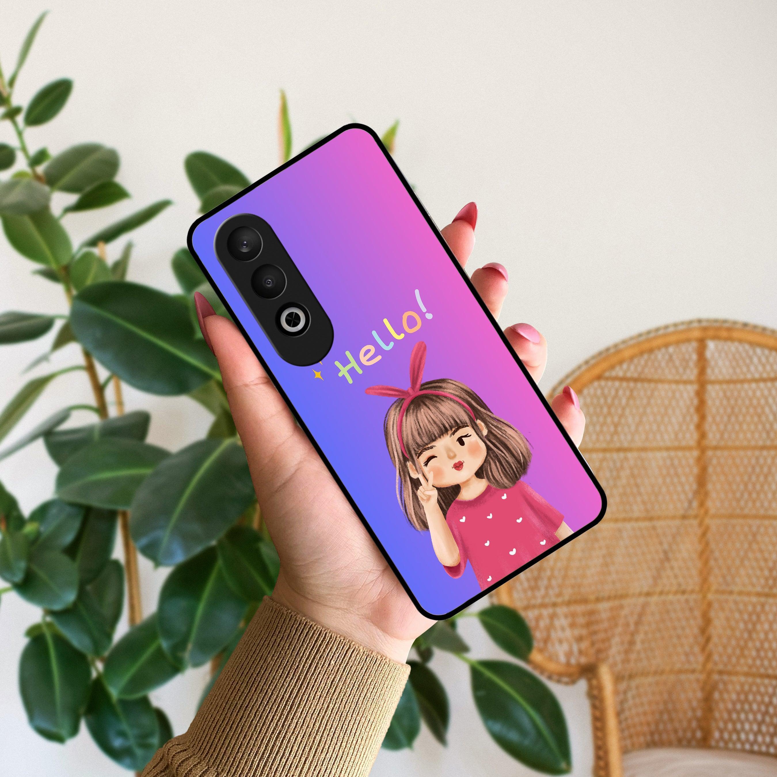Cute Girl Hello Glass Case For OnePlus - ShopOnCliQ