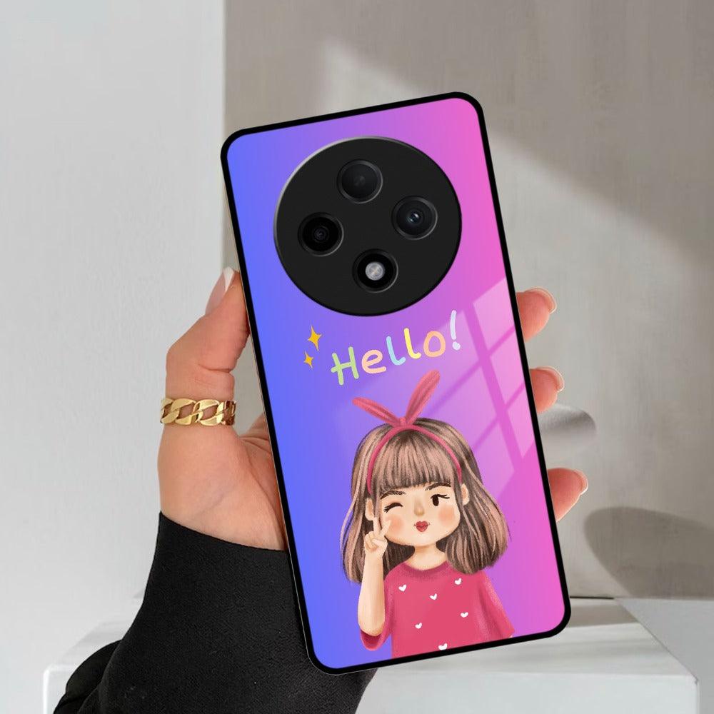 Cute Girl Hello Glass Case For Oppo ShopOnCliQ