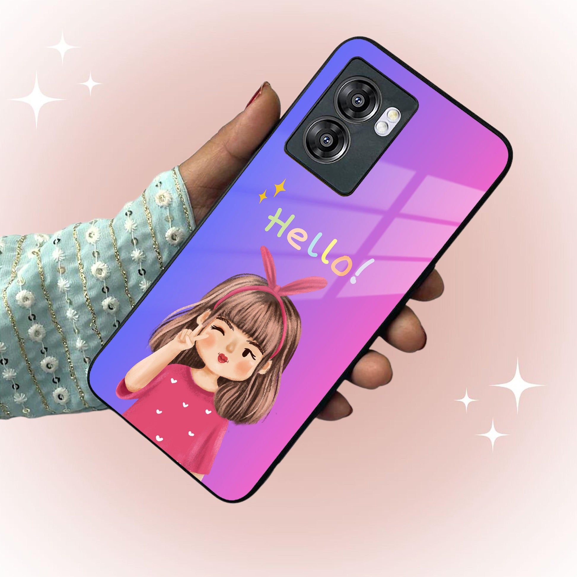 Cute Girl Hello Glass Case For Realme/Narzo ShopOnCliQ