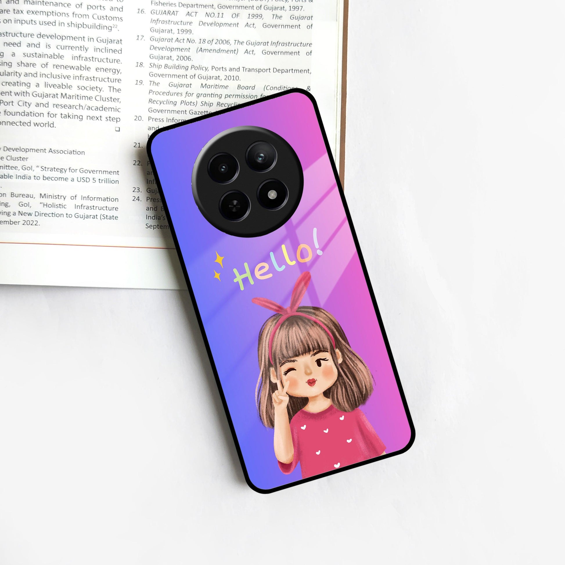 Cute Girl Hello Glass Case For Realme/Narzo ShopOnCliQ