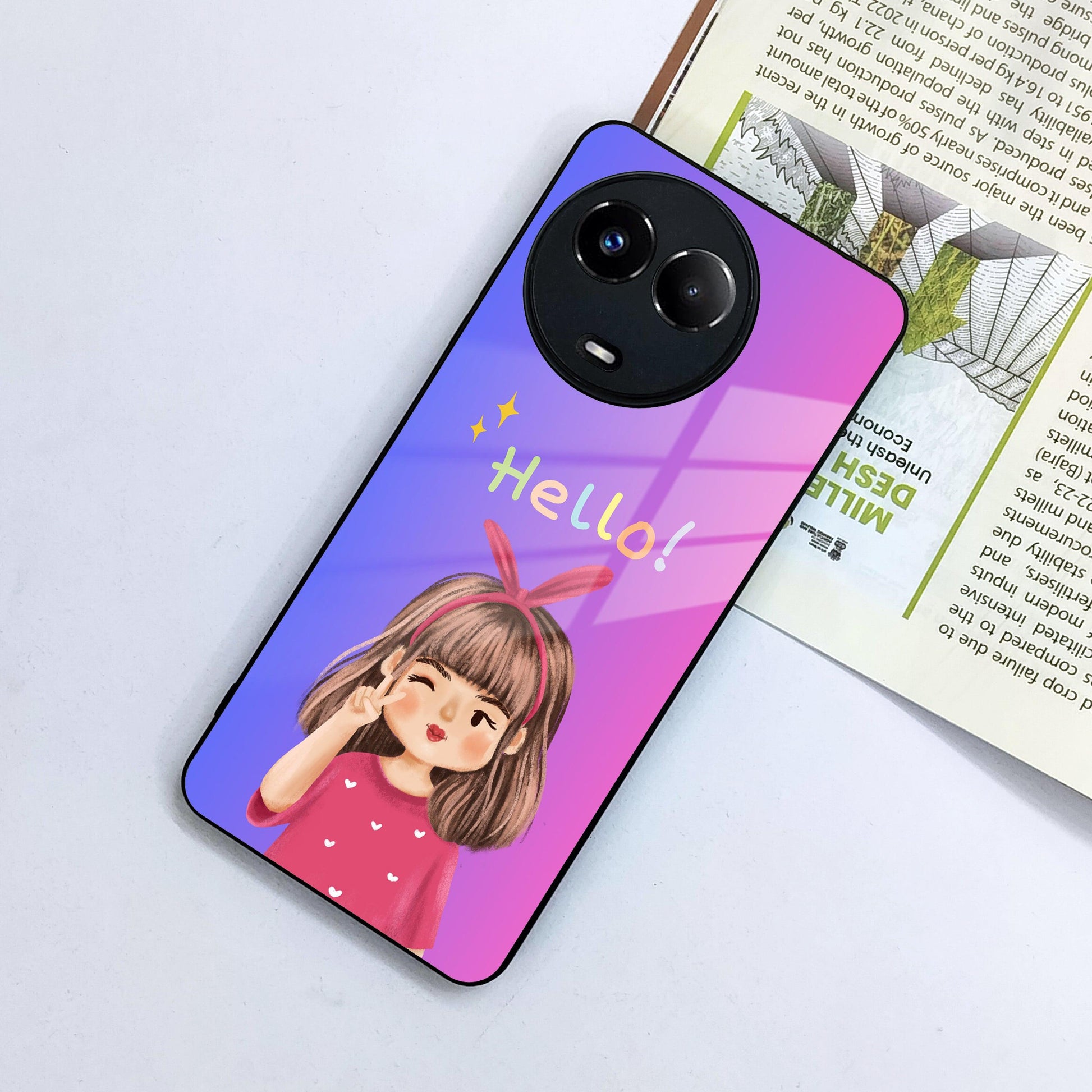 Cute Girl Hello Glass Case For Realme/Narzo ShopOnCliQ