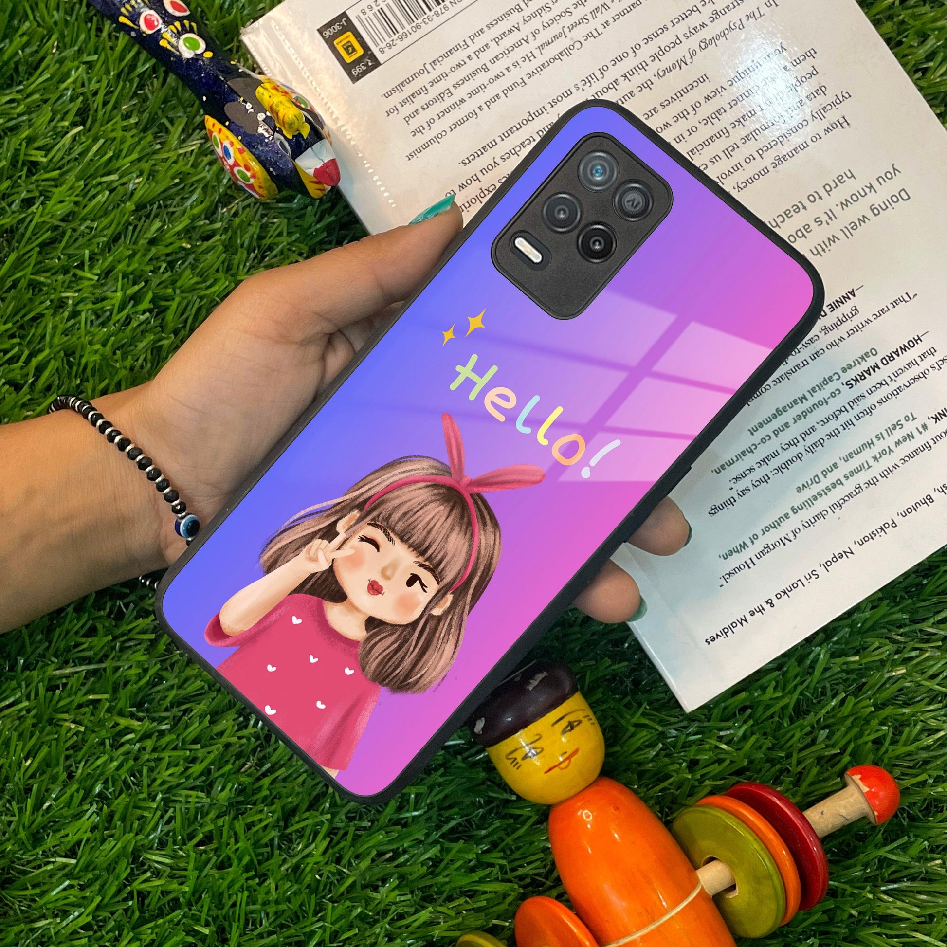 Cute Girl Hello Glass Case For Realme/Narzo ShopOnCliQ