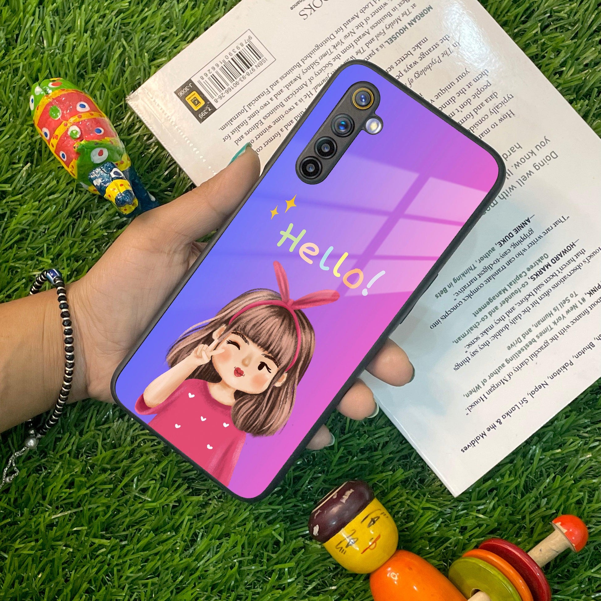 Cute Girl Hello Glass Case For Realme/Narzo ShopOnCliQ