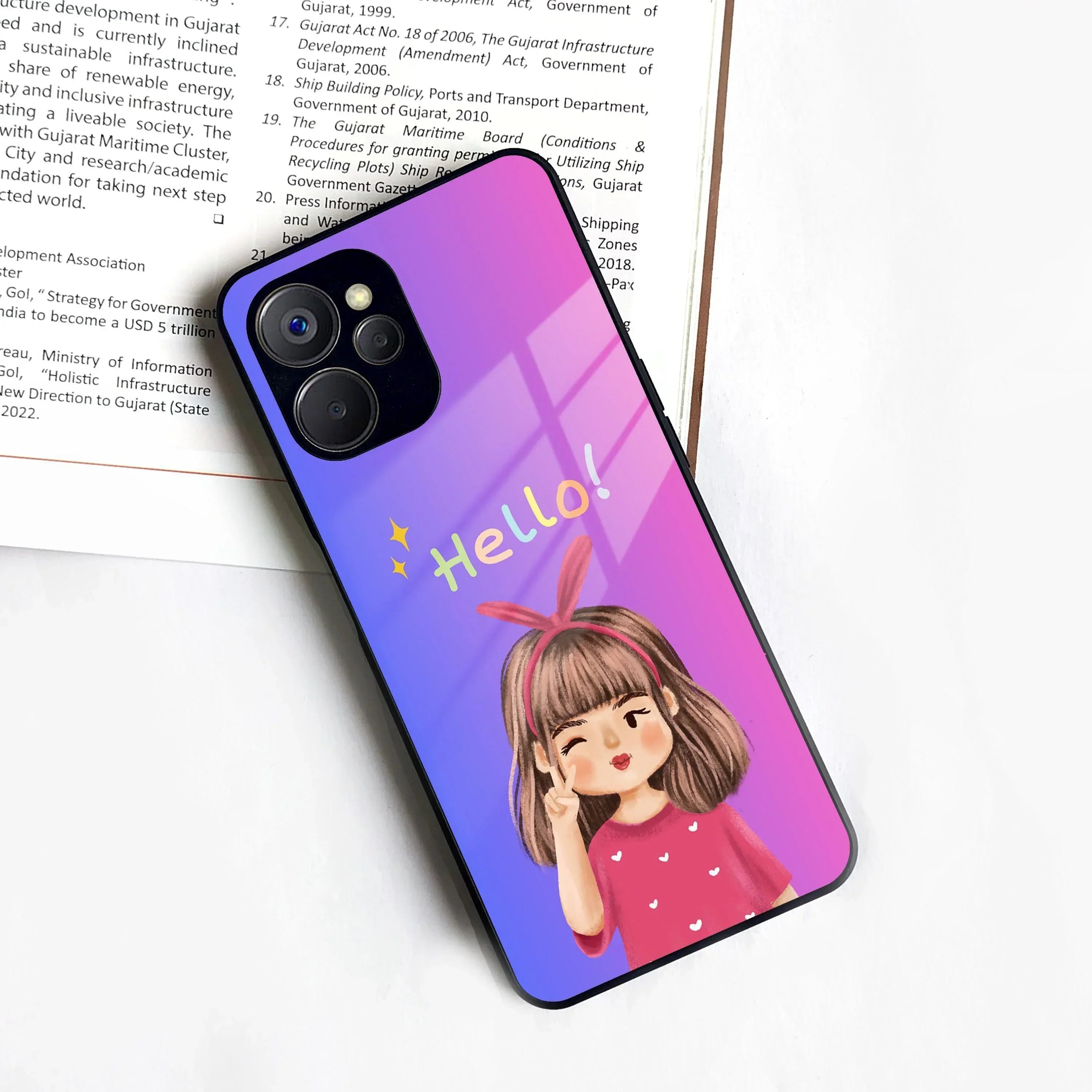 Cute Girl Hello Glass Case For Realme/Narzo - ShopOnCliQ