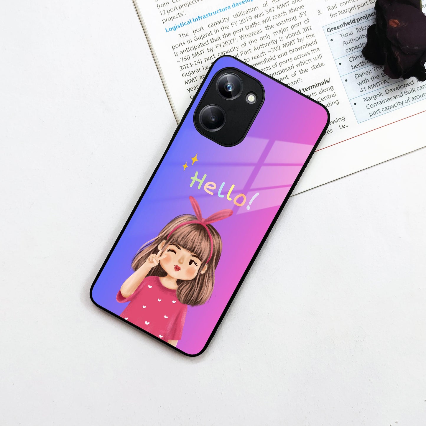 Cute Girl Hello Glass Case For Realme/Narzo ShopOnCliQ