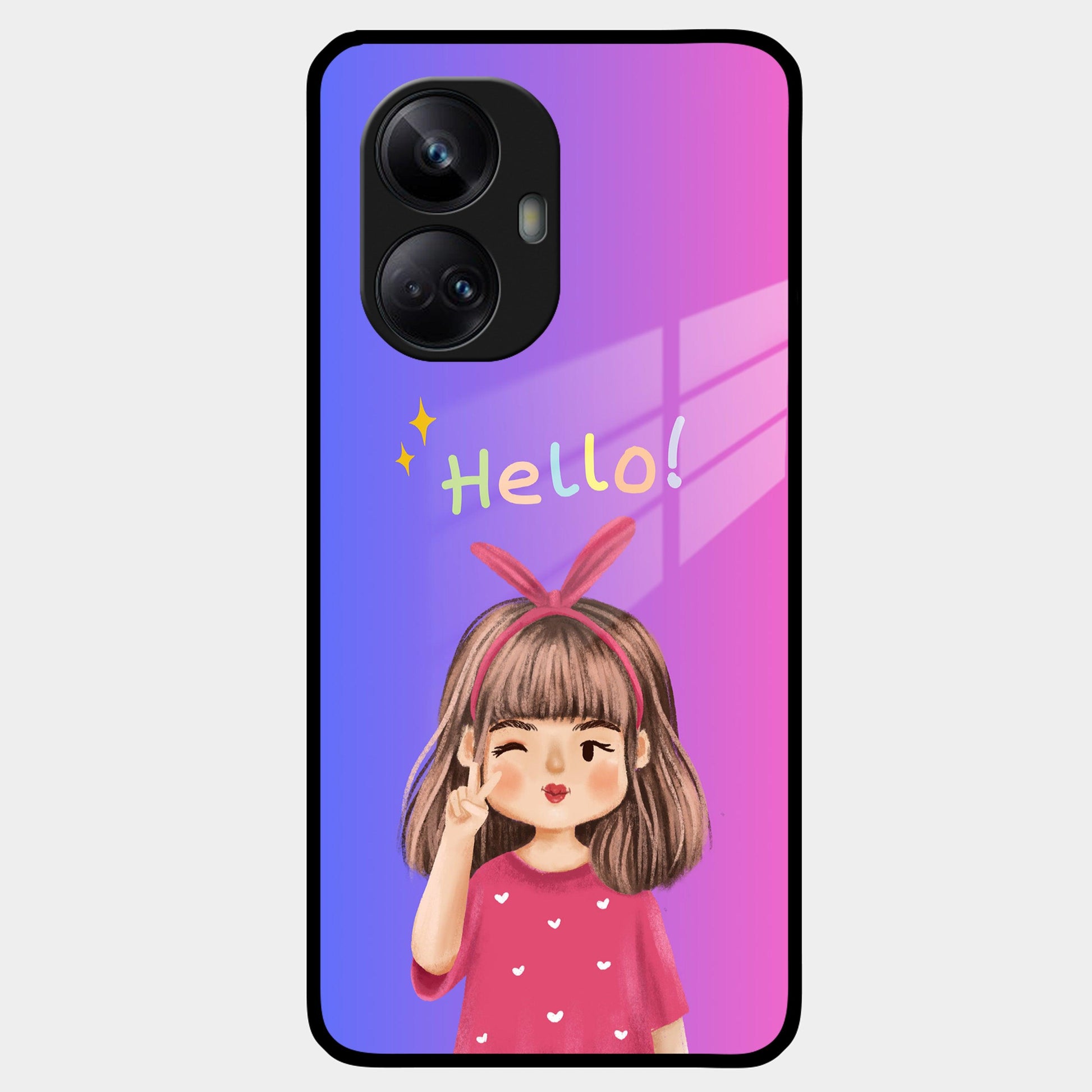 Cute Girl Hello Glass Case For Realme/Narzo ShopOnCliQ