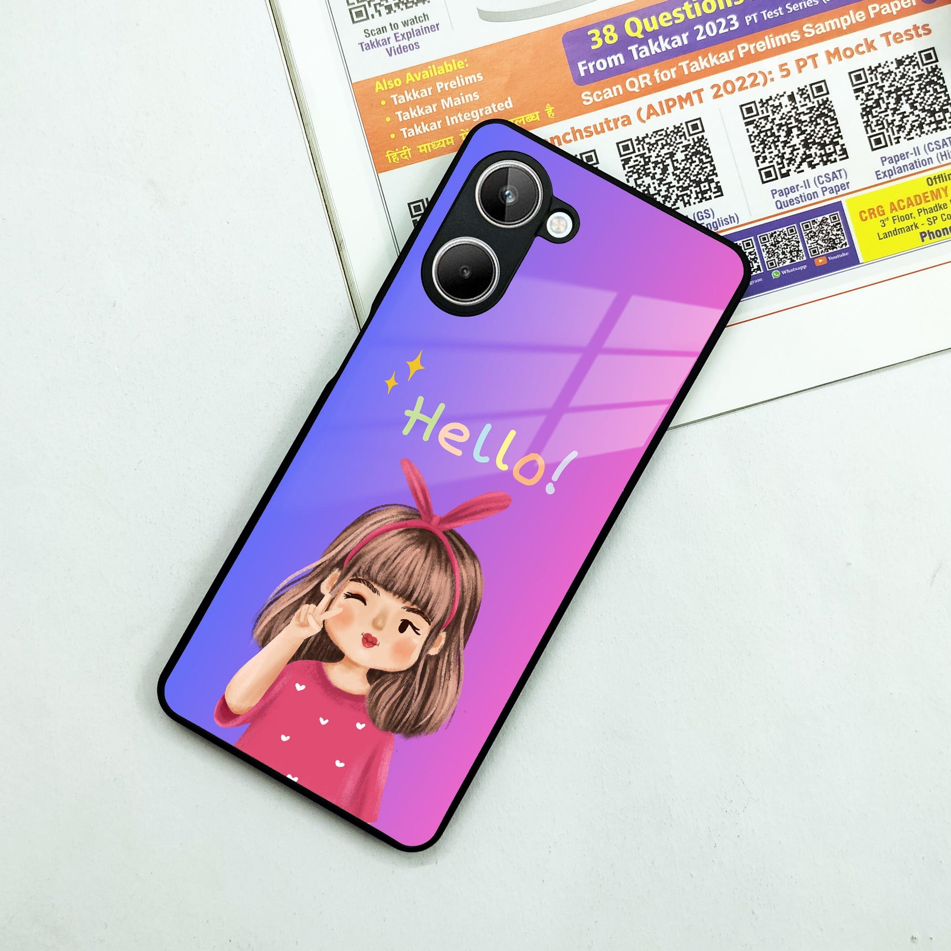 Cute Girl Hello Glass Case For Realme/Narzo ShopOnCliQ