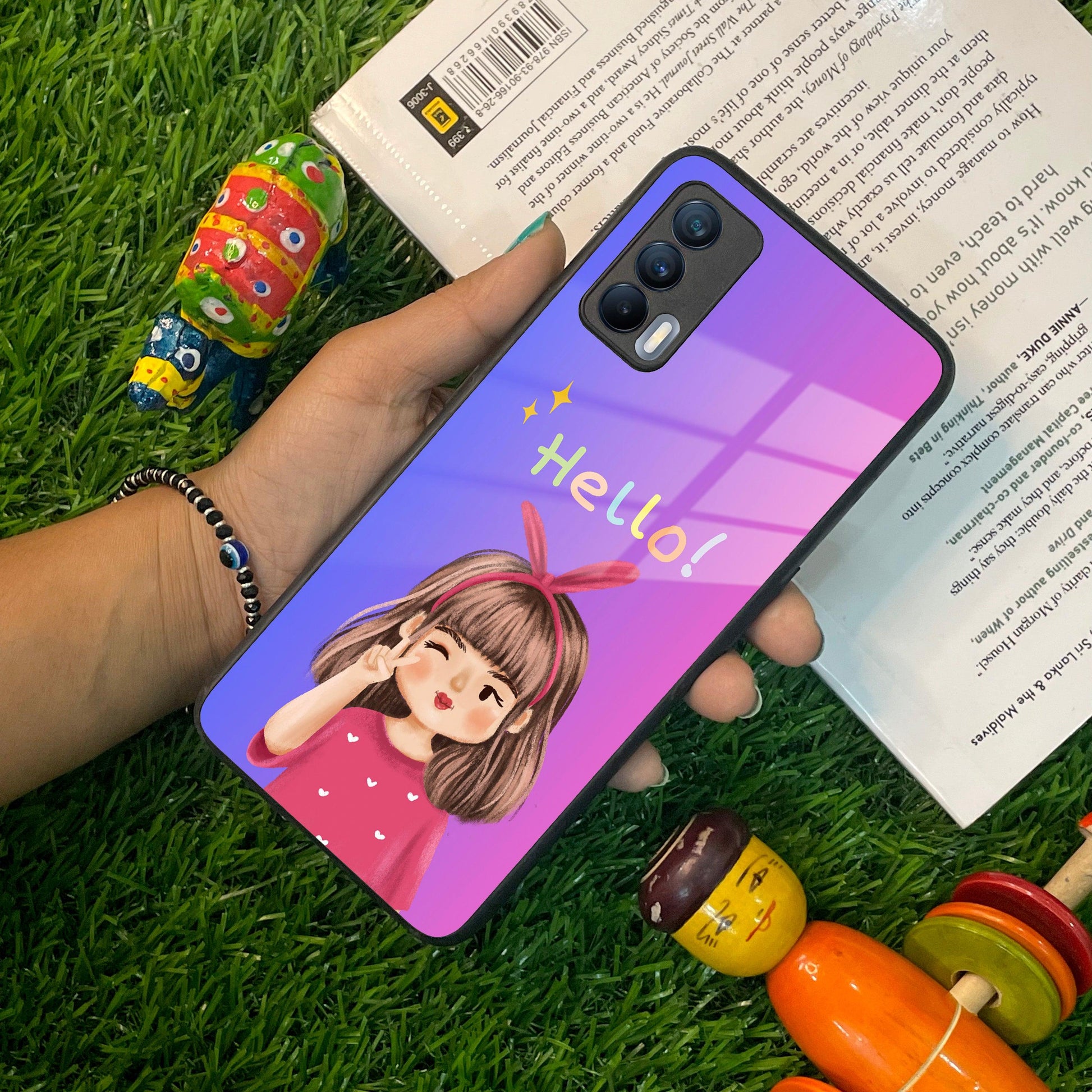 Cute Girl Hello Glass Case For Realme/Narzo ShopOnCliQ