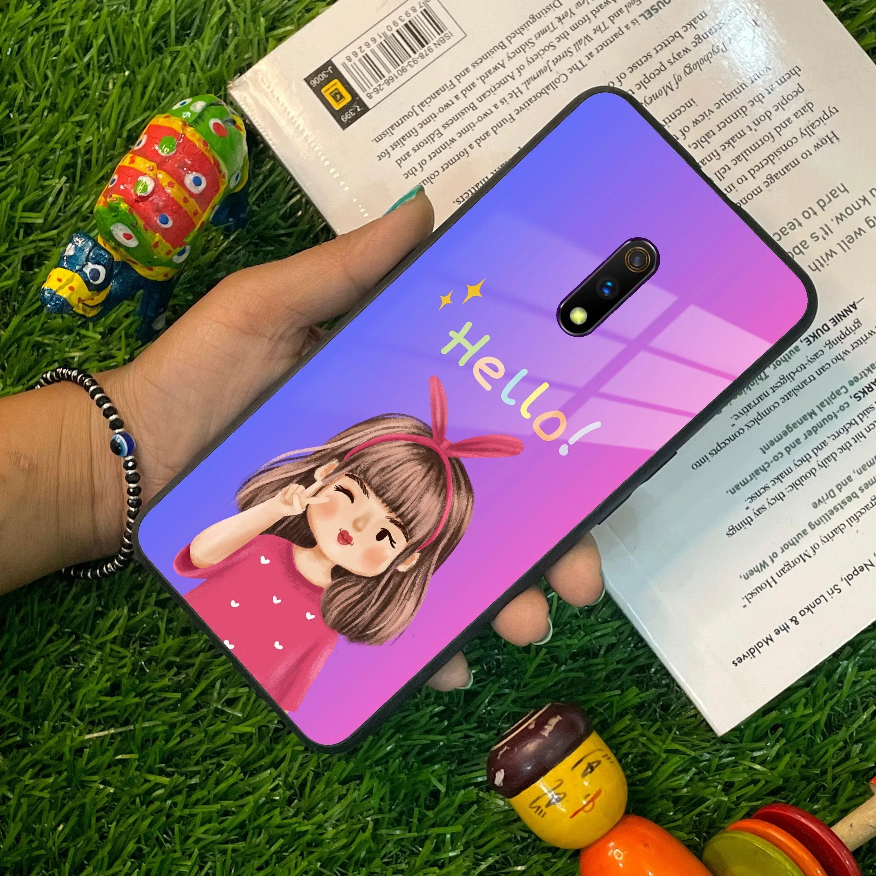 Cute Girl Hello Glass Case For Realme/Narzo - ShopOnCliQ