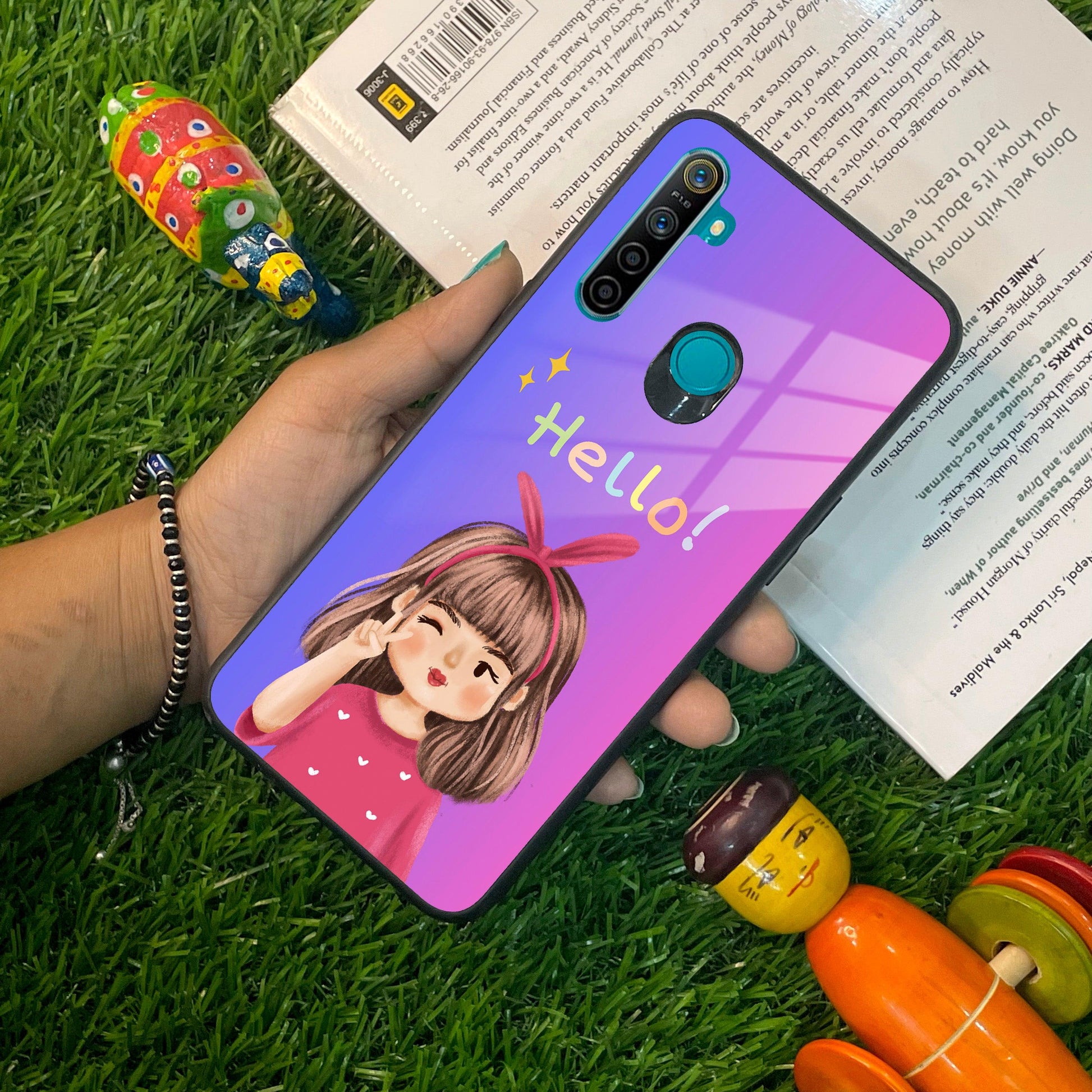 Cute Girl Hello Glass Case For Realme/Narzo ShopOnCliQ