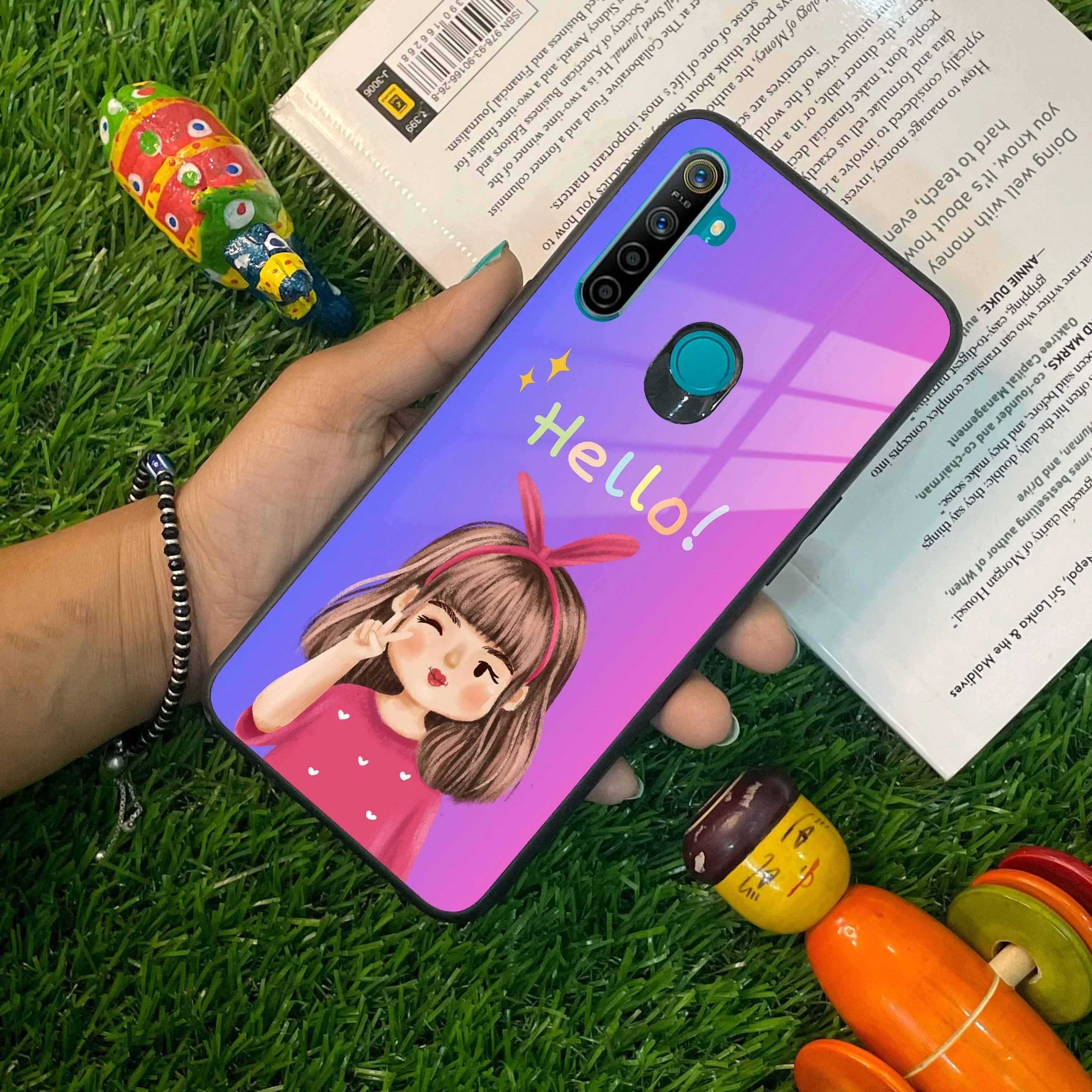 Cute Girl Hello Glass Case For Realme/Narzo - ShopOnCliQ