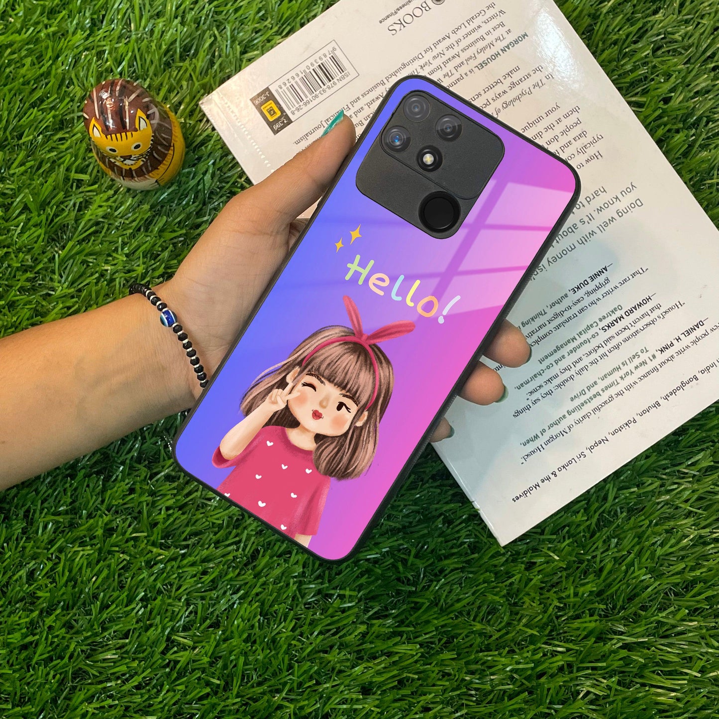 Cute Girl Hello Glass Case For Realme/Narzo ShopOnCliQ