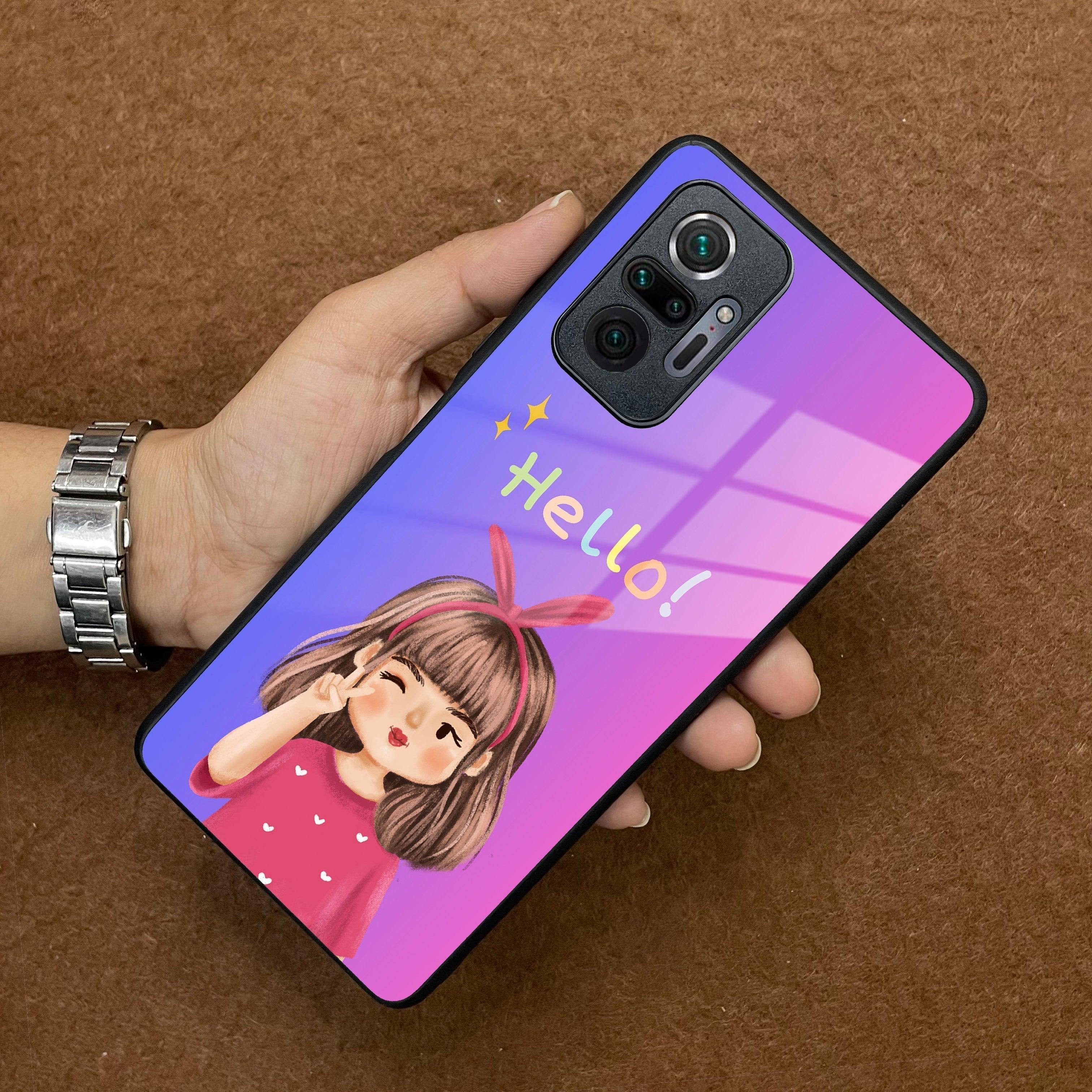 Cute Girl Hello Glass Case For Redmi/Xiaomi - ShopOnCliQ