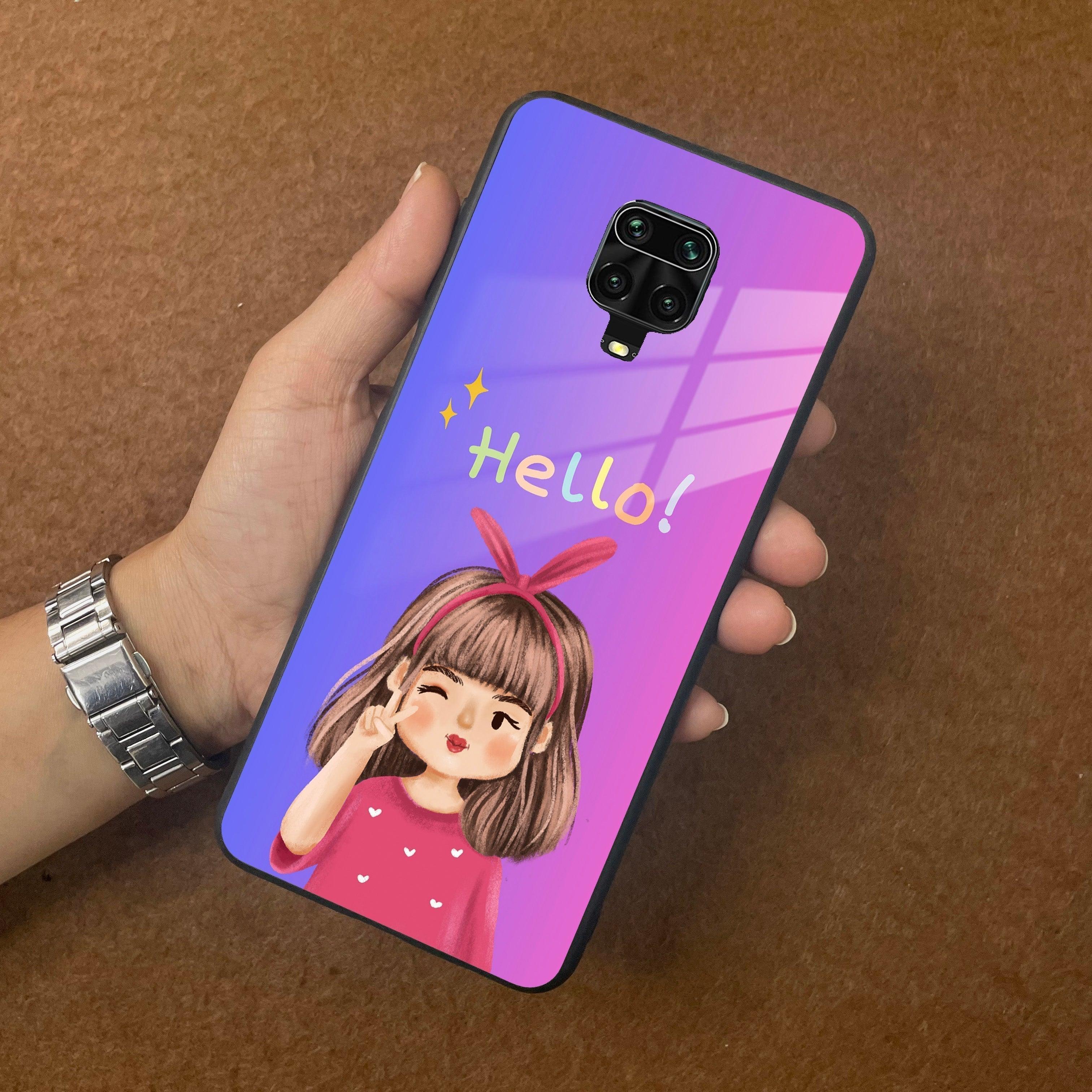 Cute Girl Hello Glass Case For Redmi/Xiaomi - ShopOnCliQ