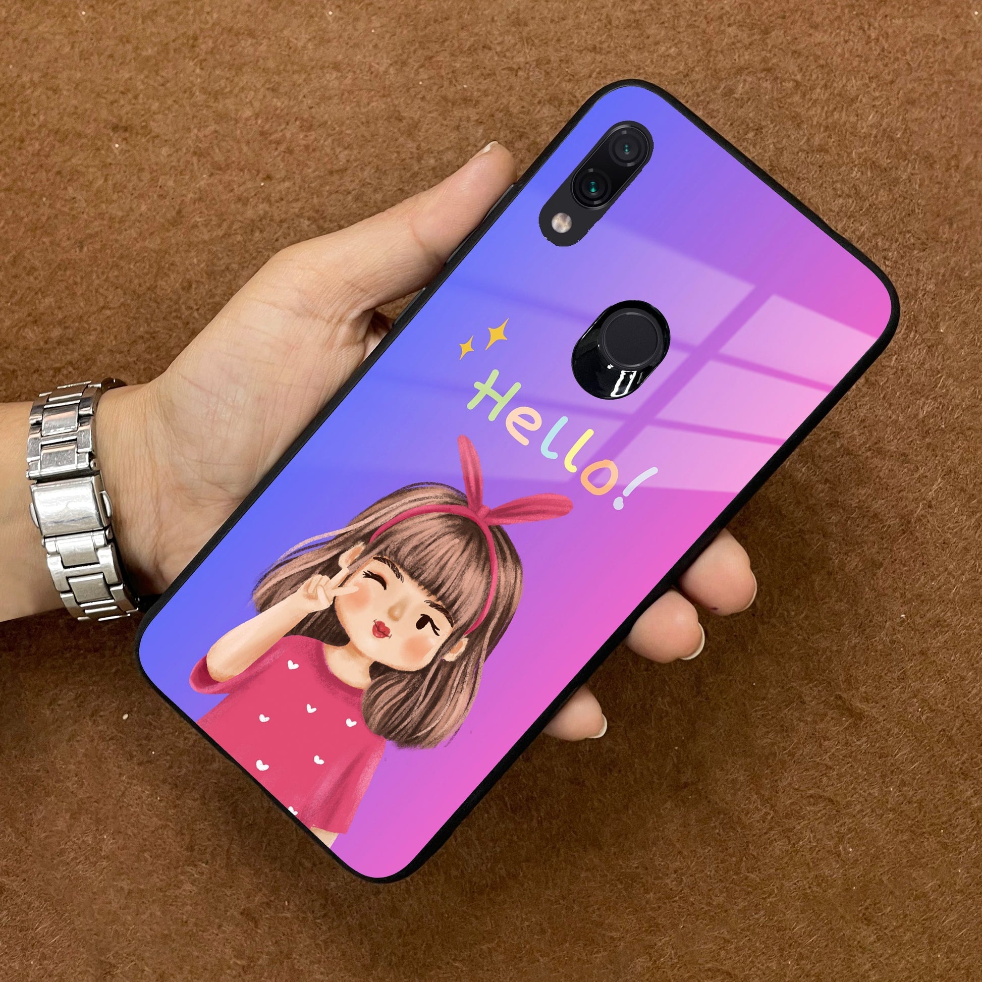 Cute Girl Hello Glass Case For Redmi/Xiaomi ShopOnCliQ