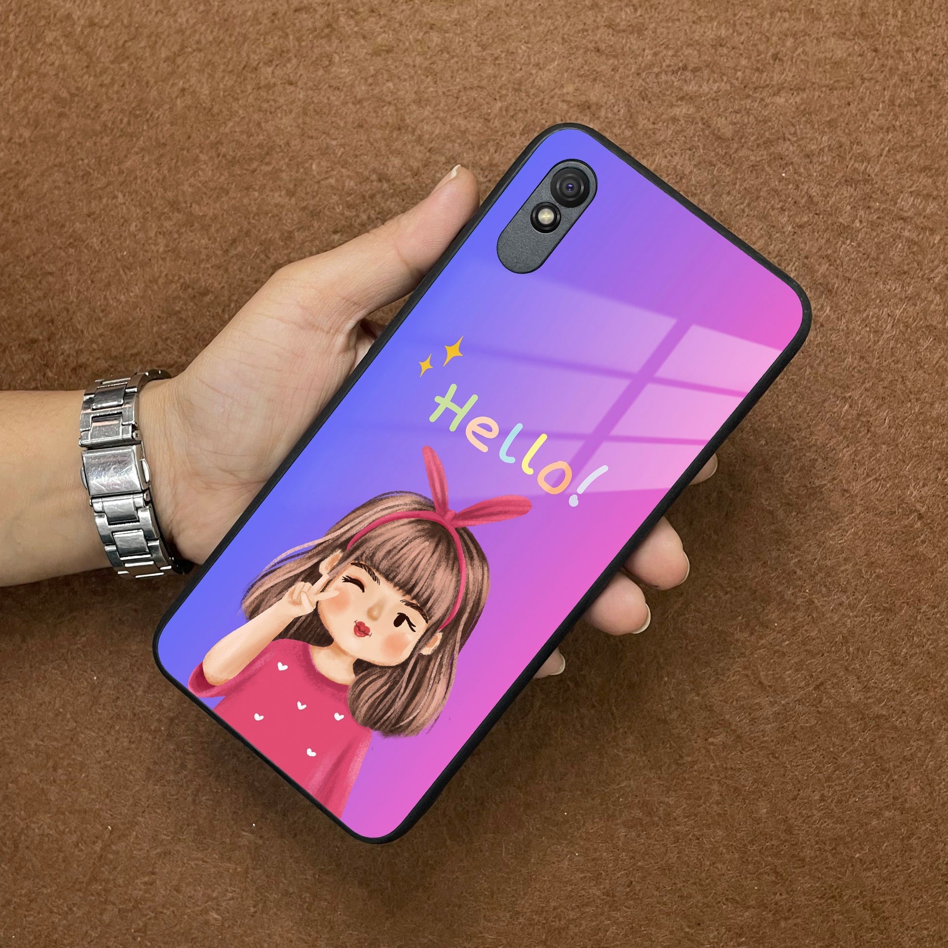 Cute Girl Hello Glass Case For Redmi/Xiaomi ShopOnCliQ