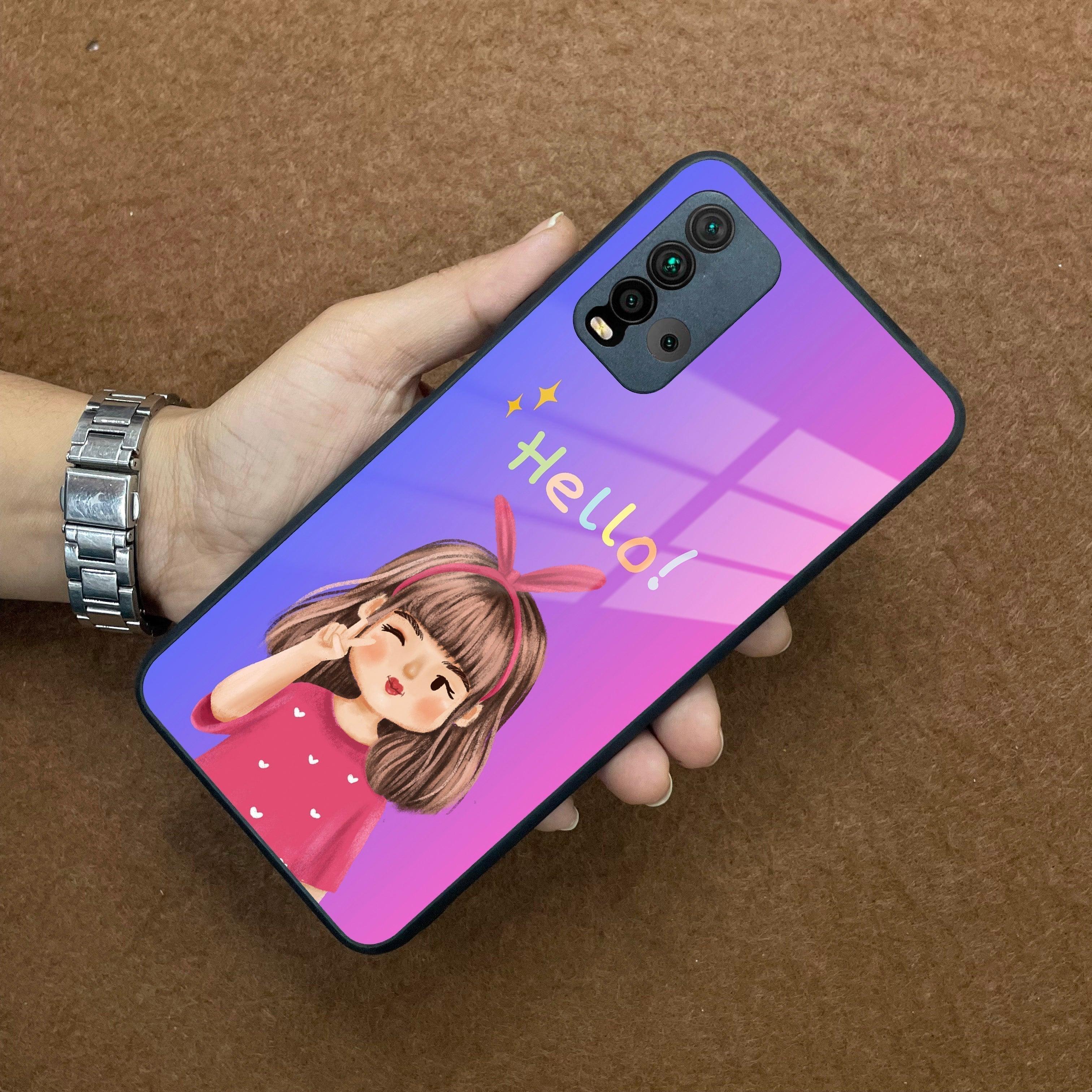 Cute Girl Hello Glass Case For Redmi/Xiaomi - ShopOnCliQ