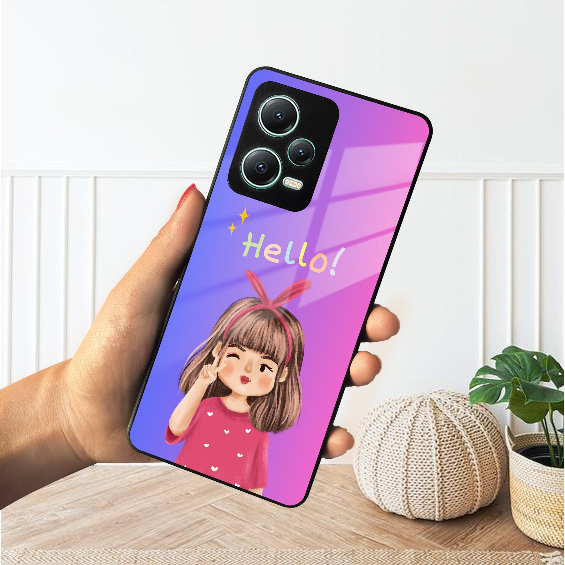 Cute Girl Hello Glass Case For Redmi/Xiaomi ShopOnCliQ