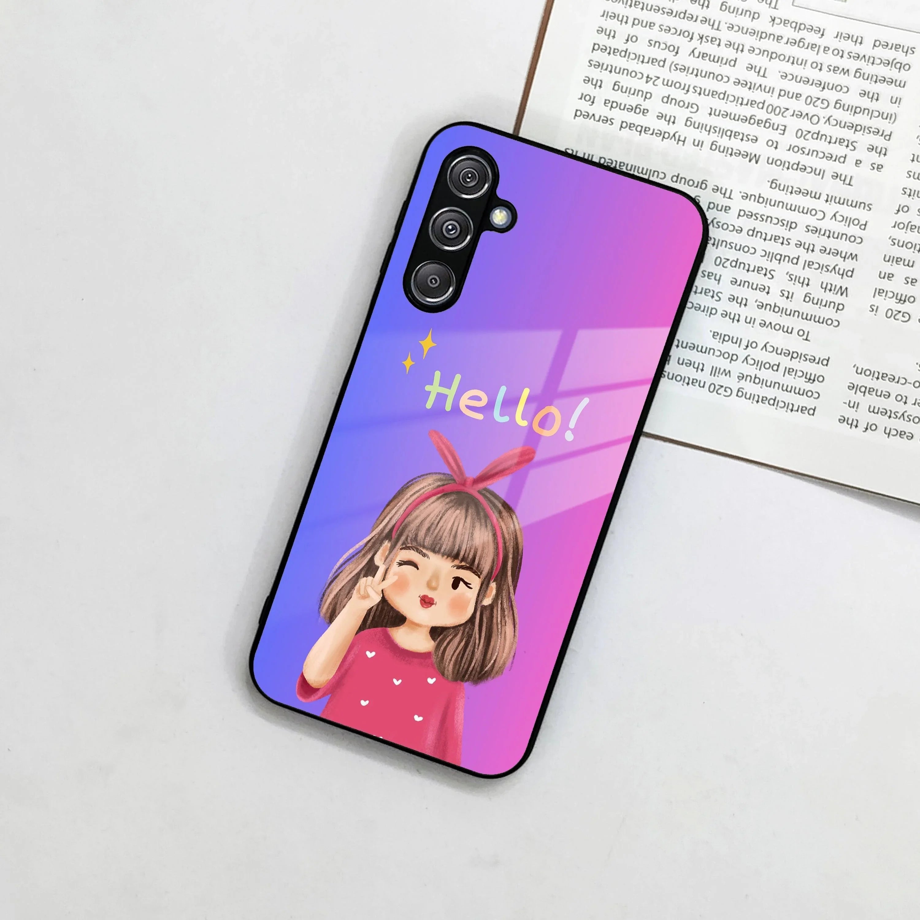 Cute Girl Hello Glass Case For Samsung - ShopOnCliQ