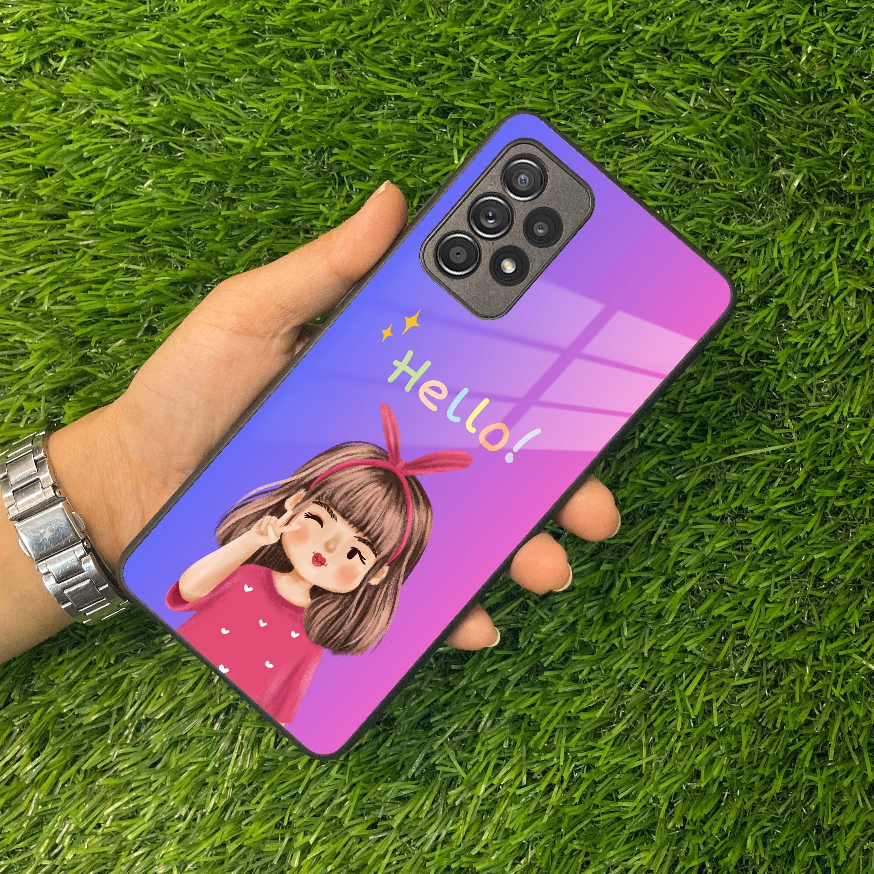 Cute Girl Hello Glass Case For Samsung - ShopOnCliQ