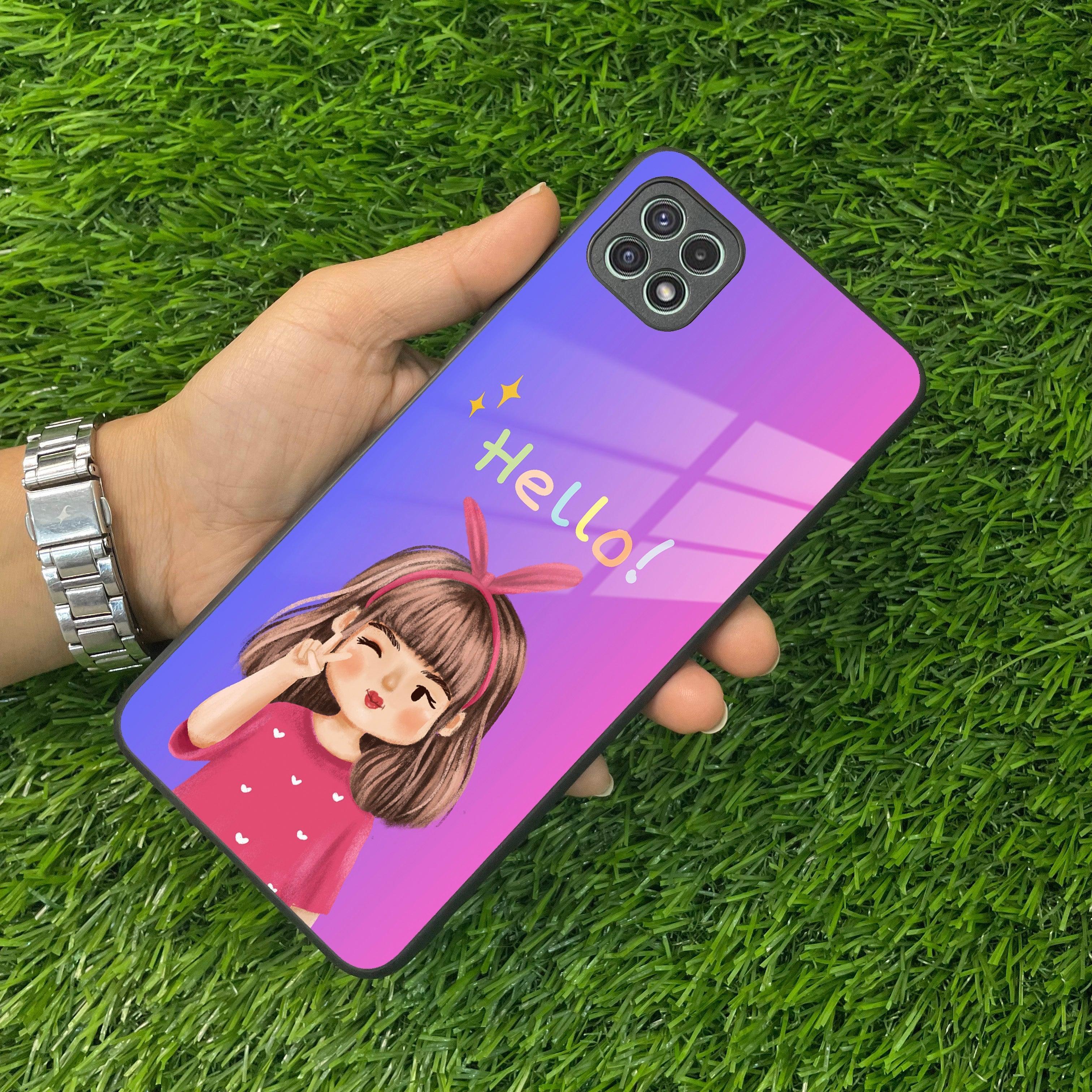 Cute Girl Hello Glass Case For Samsung - ShopOnCliQ