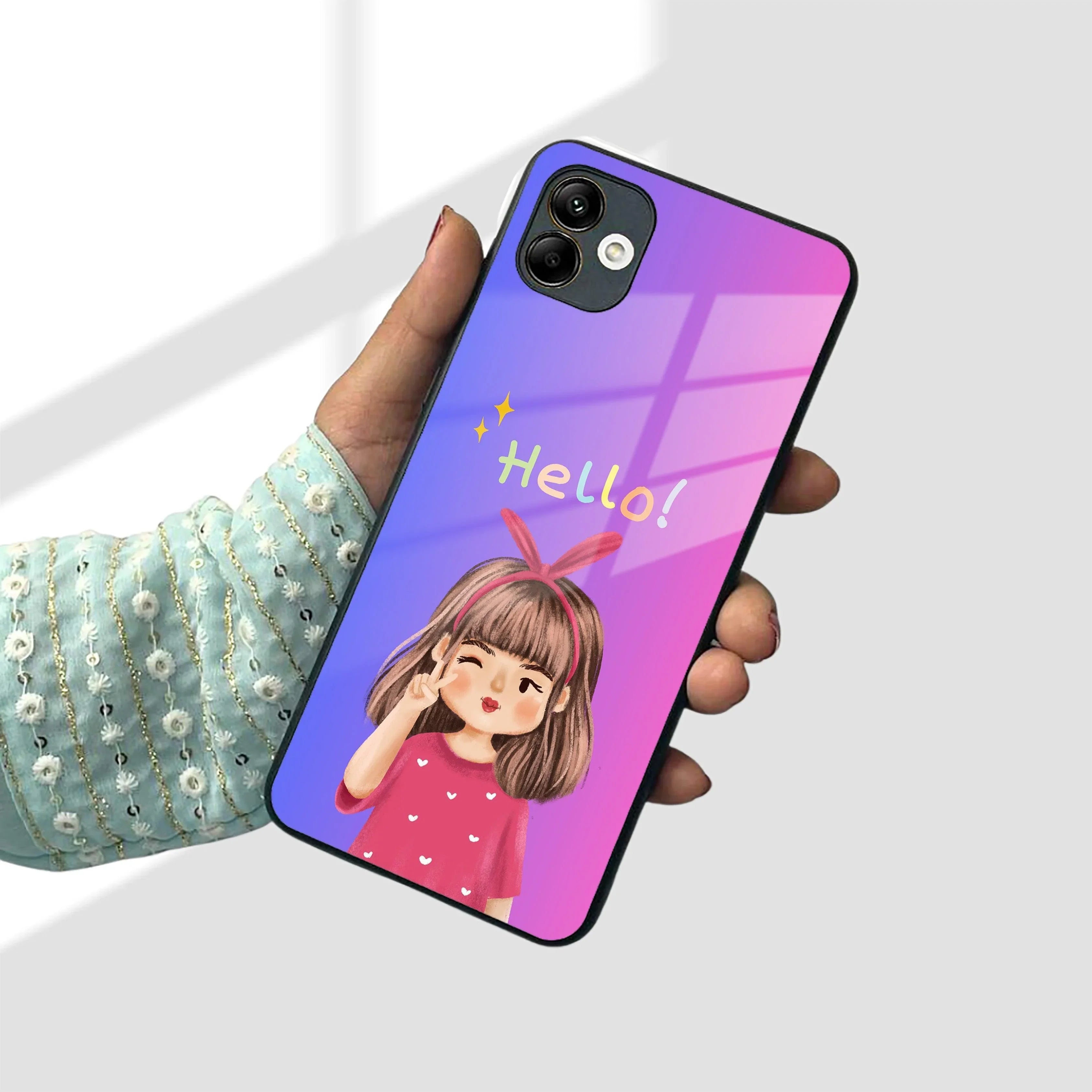Cute Girl Hello Glass Case For Samsung - ShopOnCliQ
