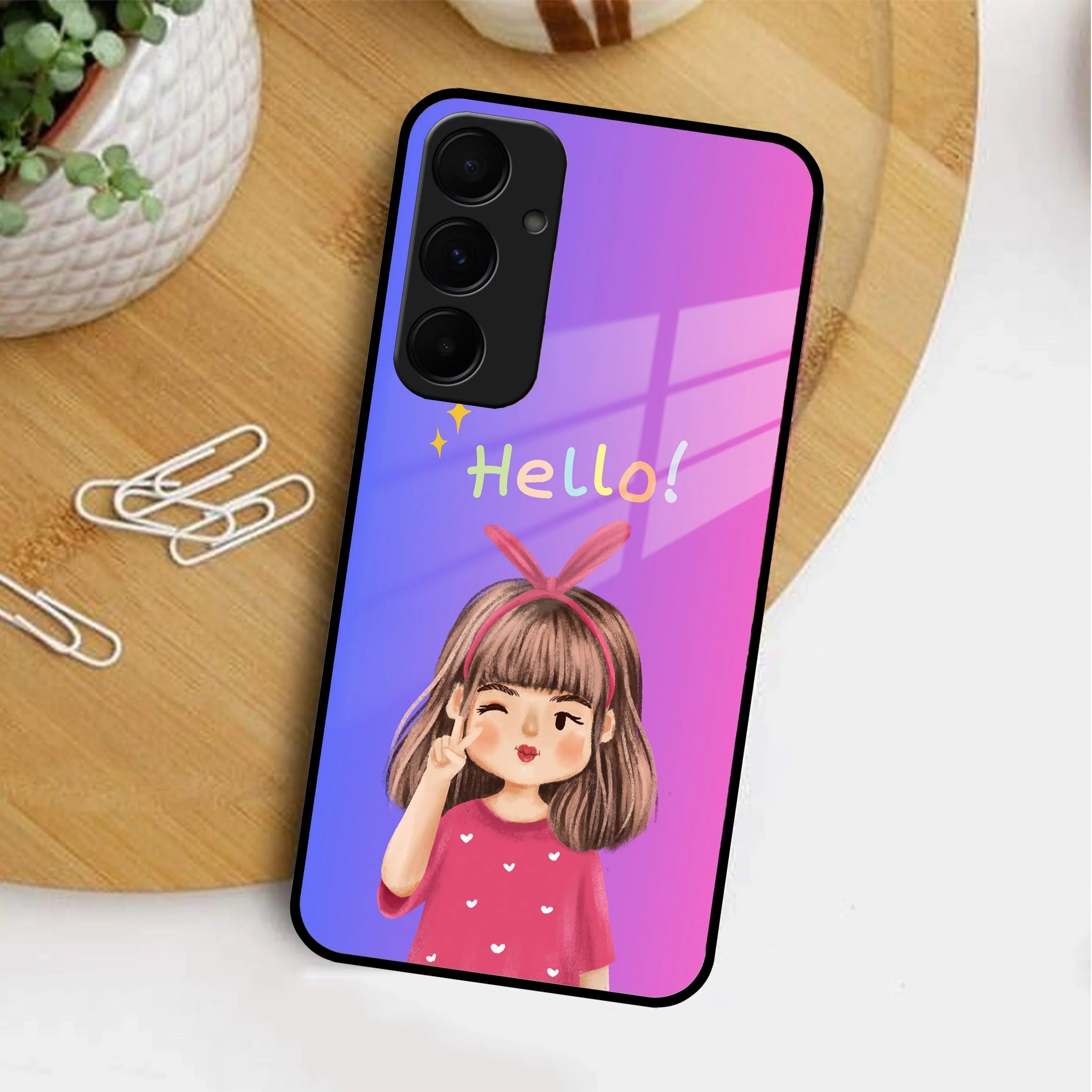 Cute Girl Hello Glass Case For Samsung - ShopOnCliQ