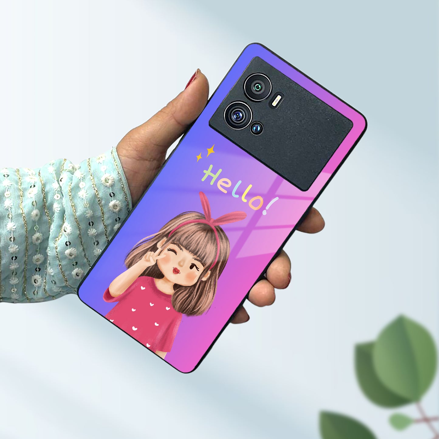 Cute Girl Hello Glass Case For Vivo ShopOnCliQ