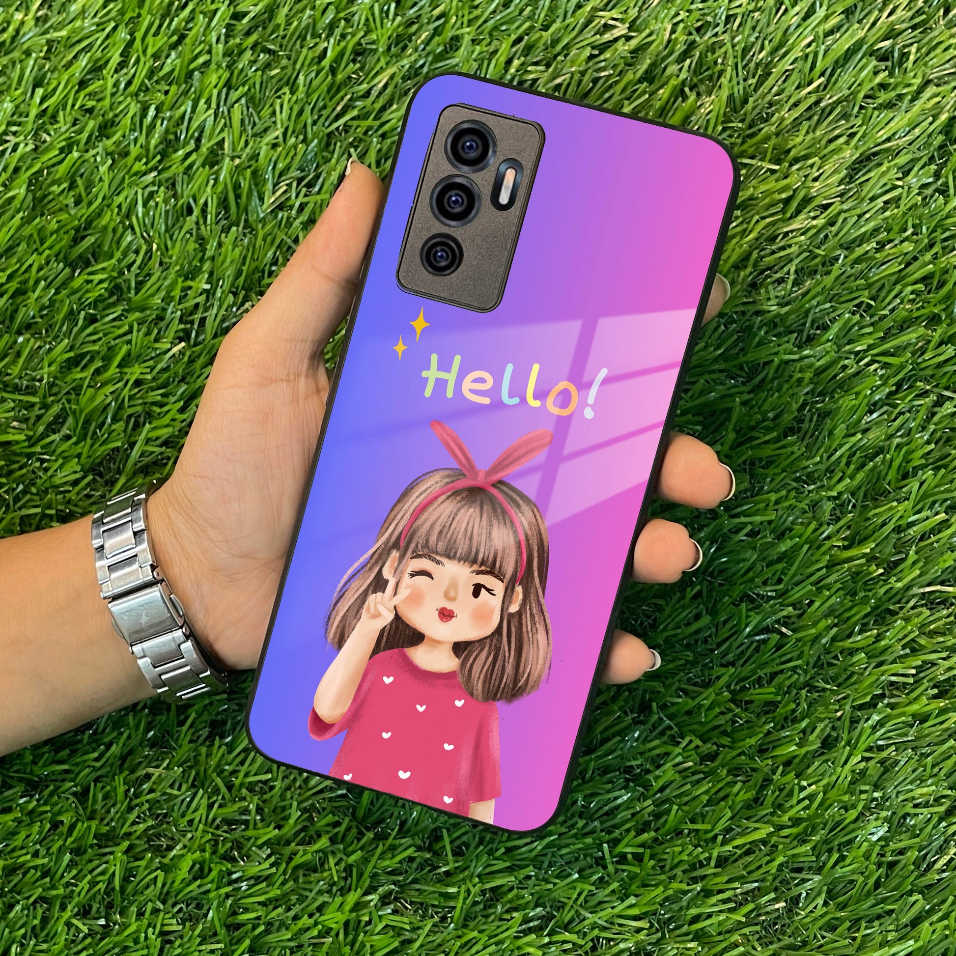 Cute Girl Hello Glass Case For Vivo ShopOnCliQ