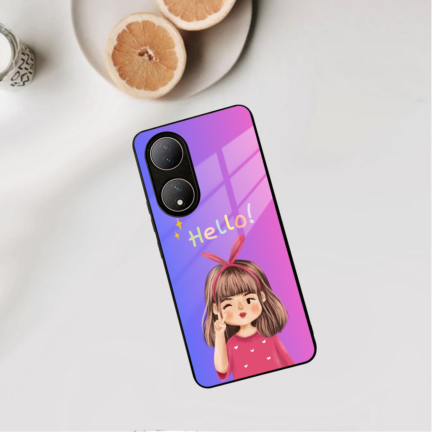 Cute Girl Hello Glass Case For Vivo ShopOnCliQ