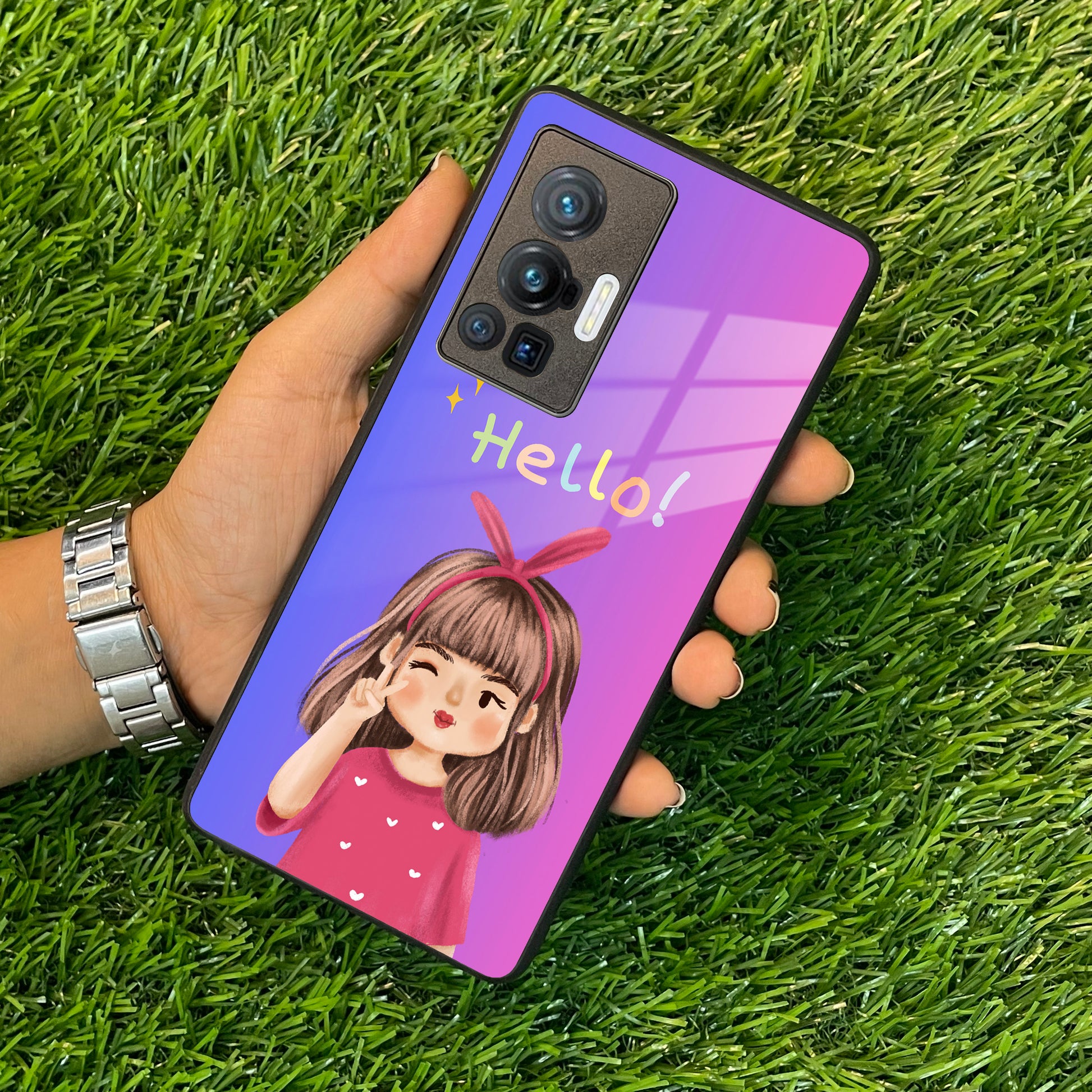 Cute Girl Hello Glass Case For Vivo ShopOnCliQ