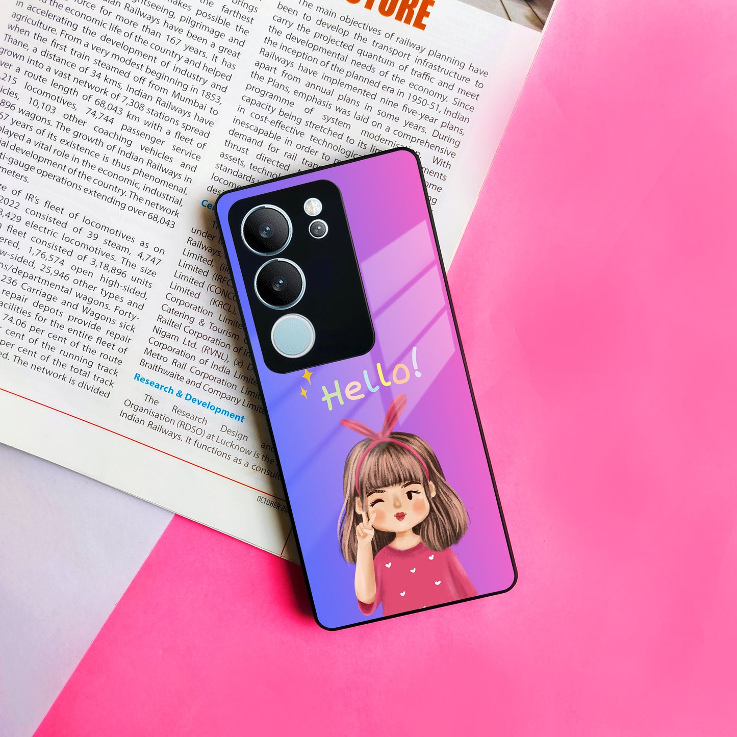 Cute Girl Hello Glass Case For Vivo ShopOnCliQ