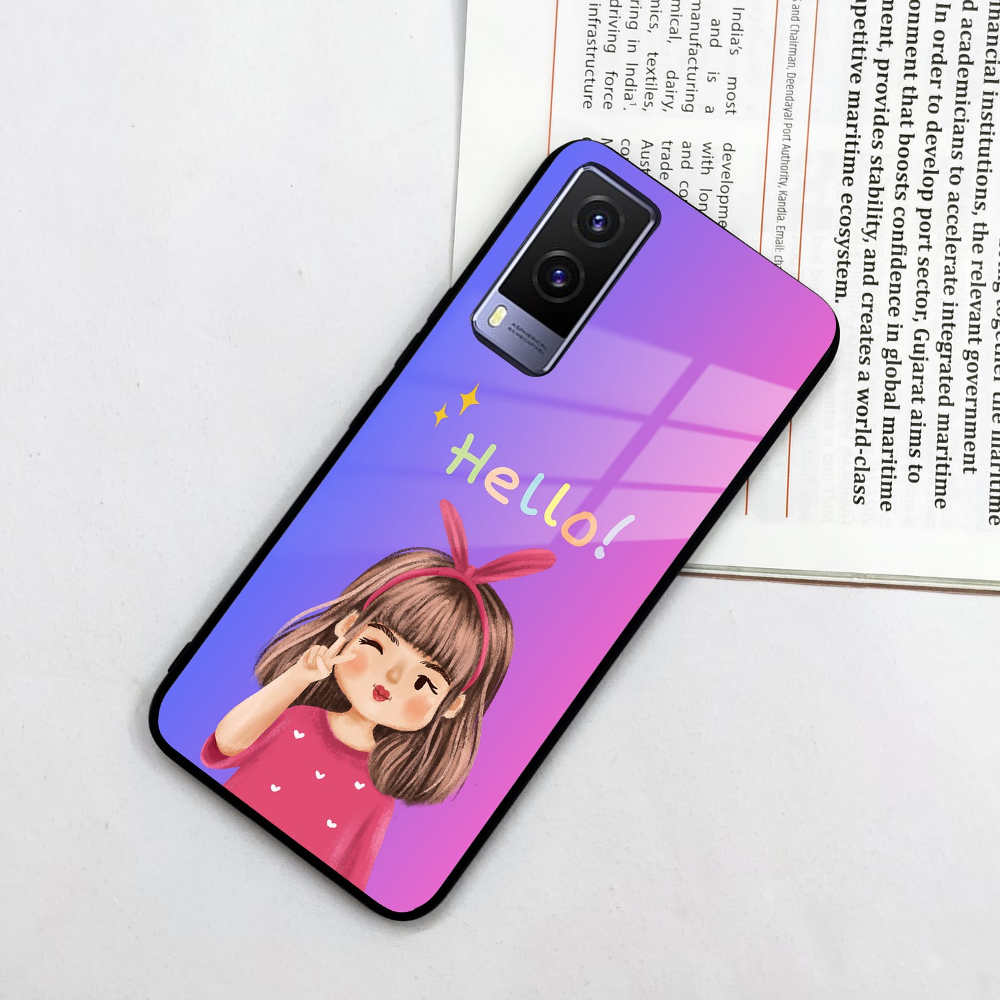 Cute Girl Hello Glass Case For Vivo ShopOnCliQ