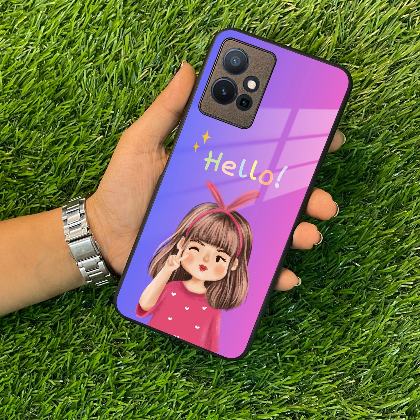 Cute Girl Hello Glass Case For Vivo ShopOnCliQ