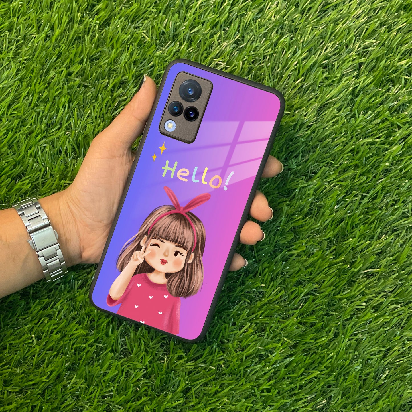 Cute Girl Hello Glass Case For Vivo ShopOnCliQ