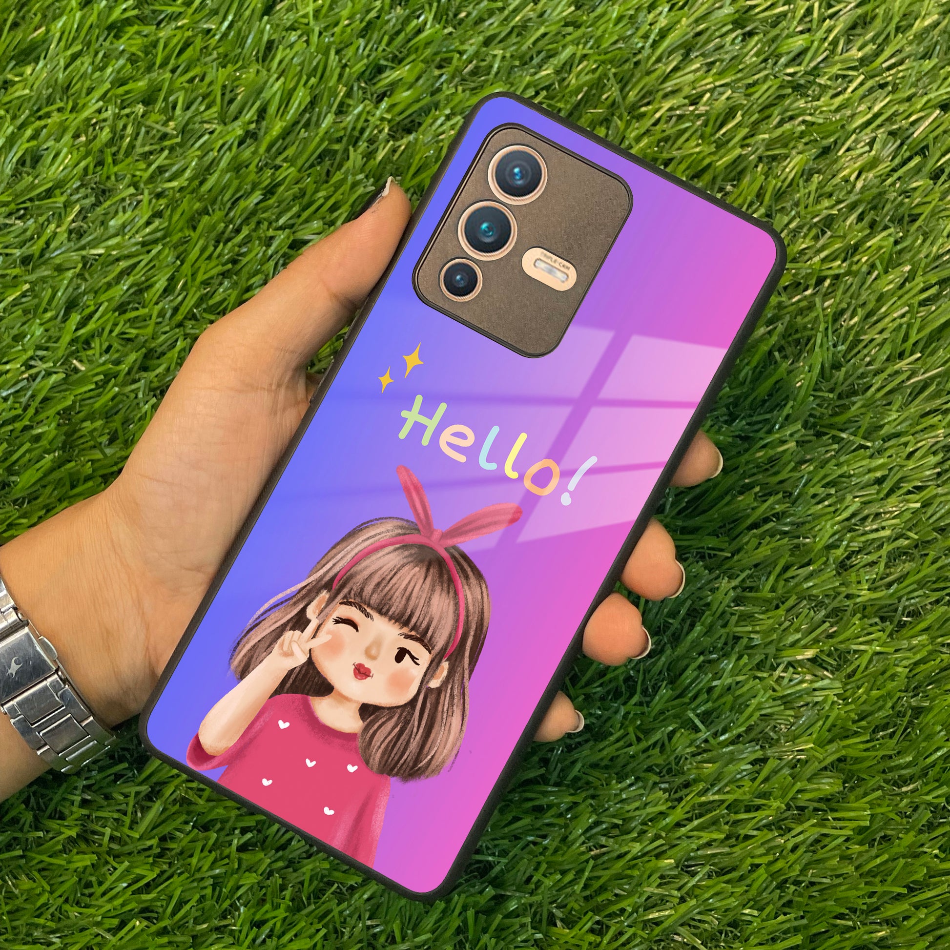 Cute Girl Hello Glass Case For Vivo ShopOnCliQ