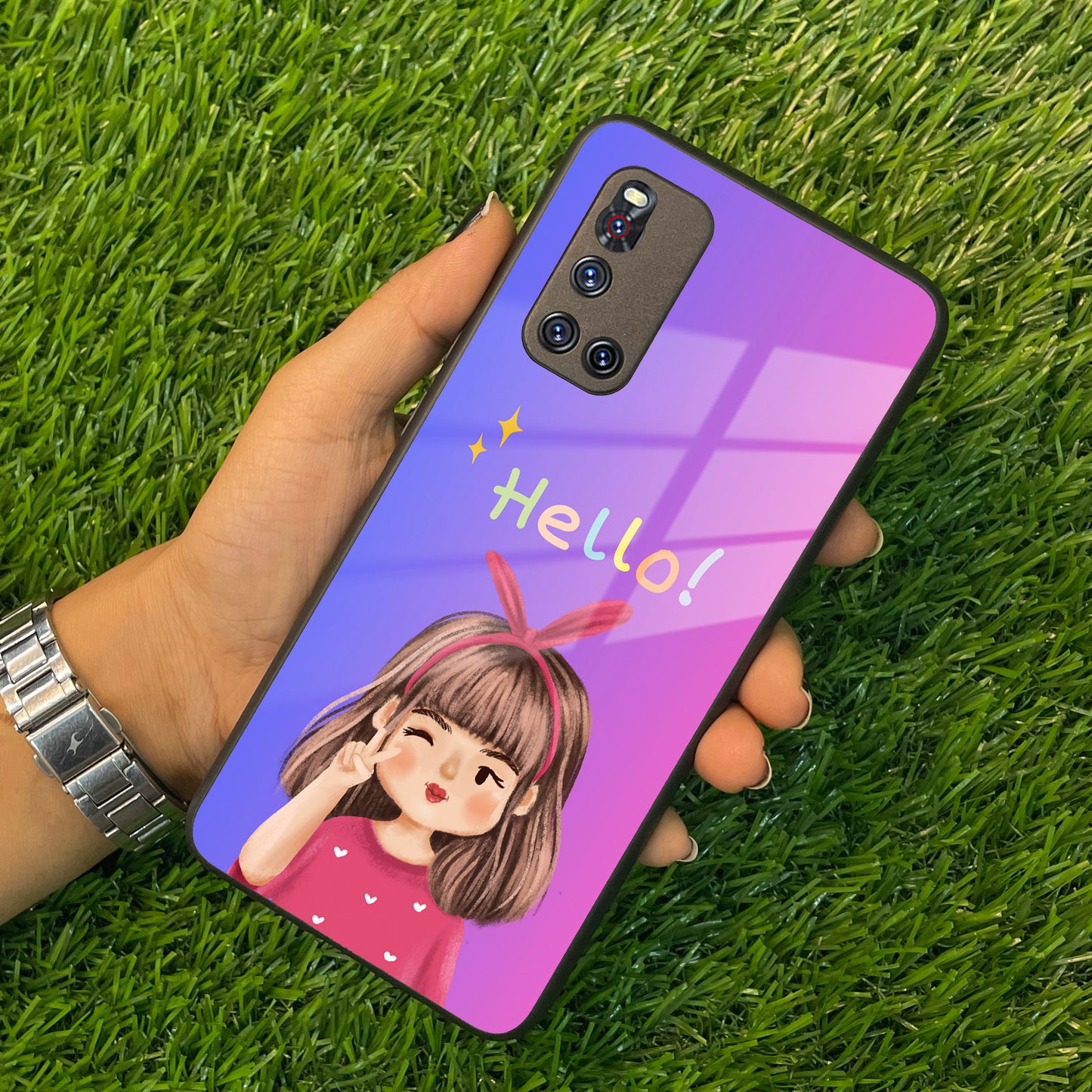 Cute Girl Hello Glass Case For Vivo ShopOnCliQ