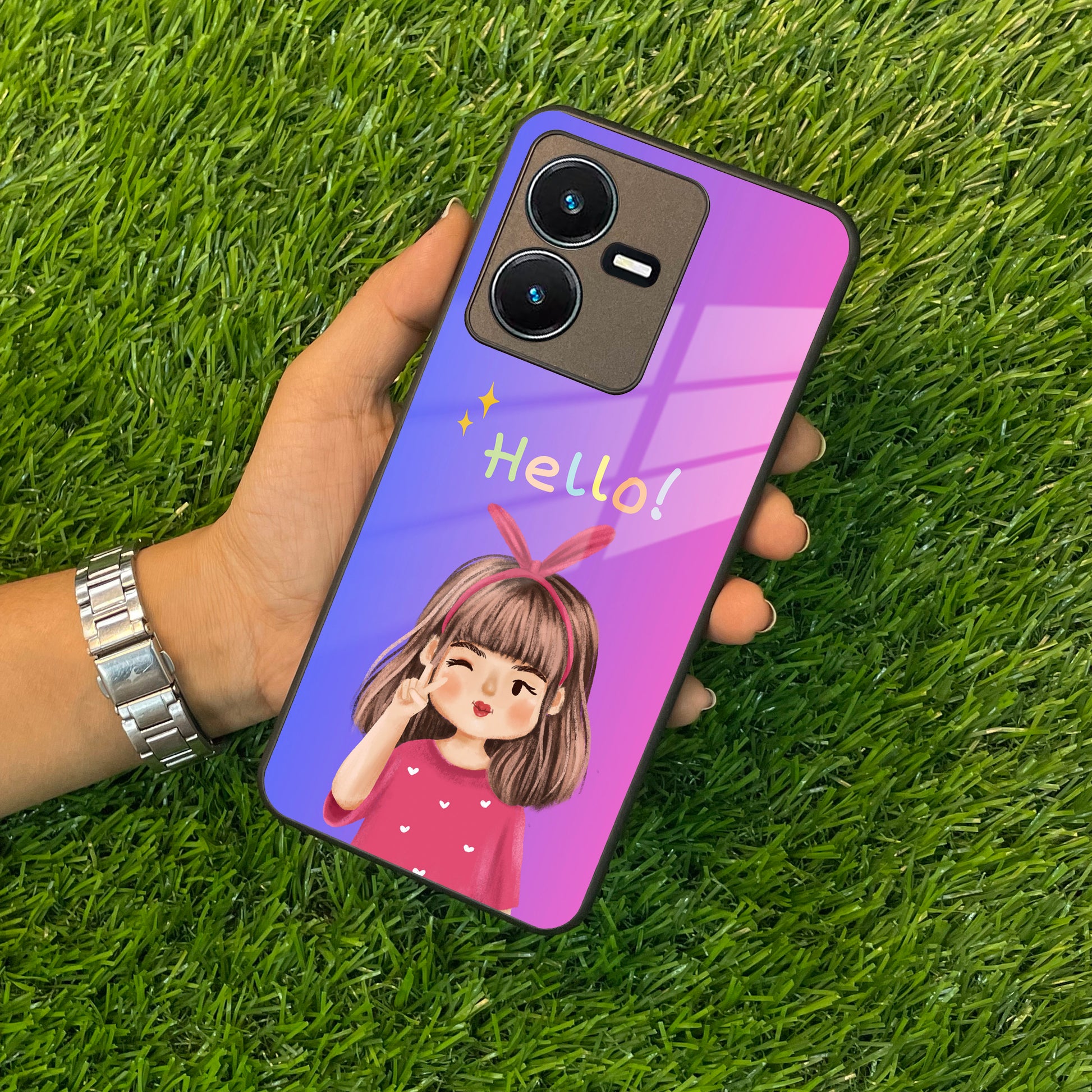 Cute Girl Hello Glass Case For Vivo ShopOnCliQ