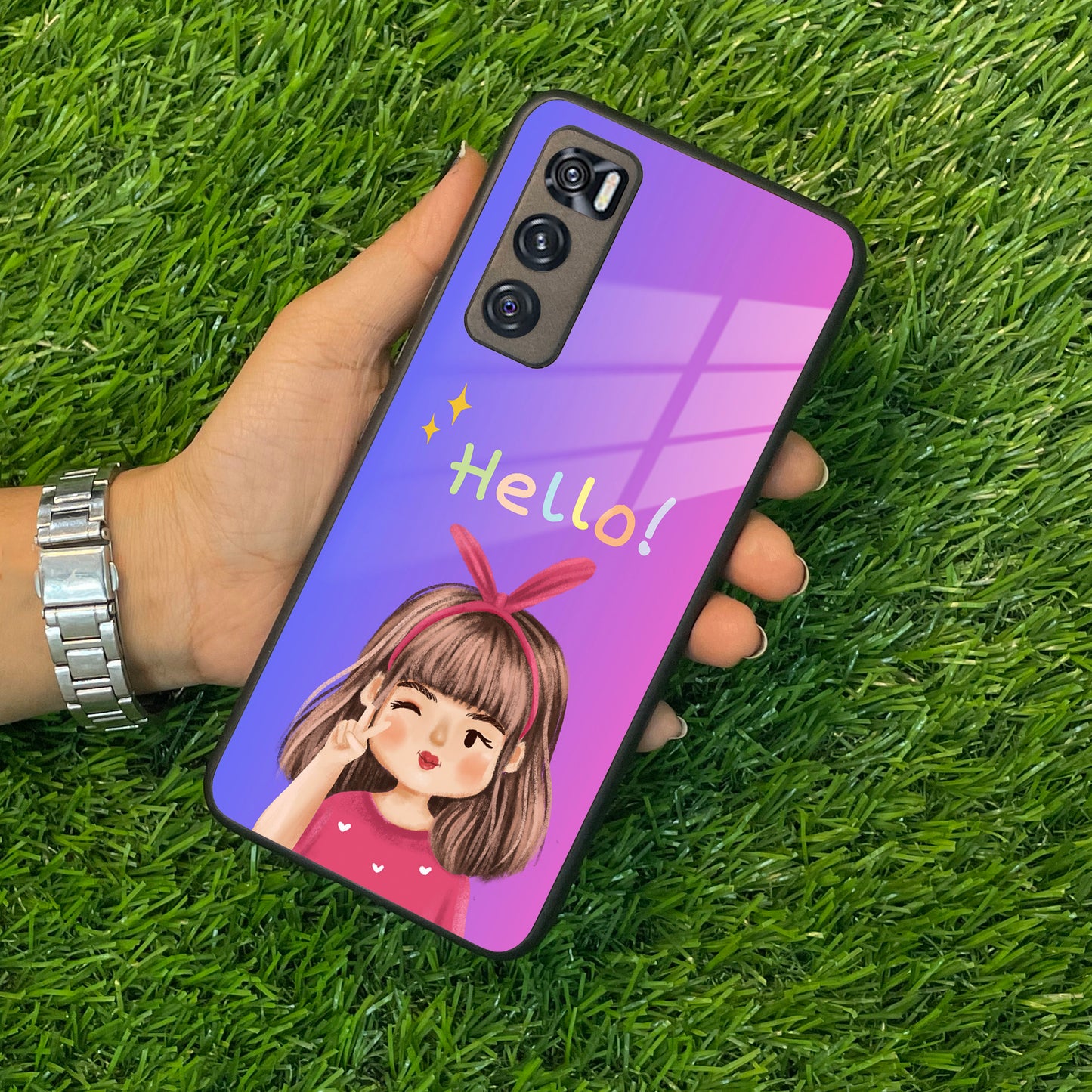 Cute Girl Hello Glass Case For Vivo ShopOnCliQ