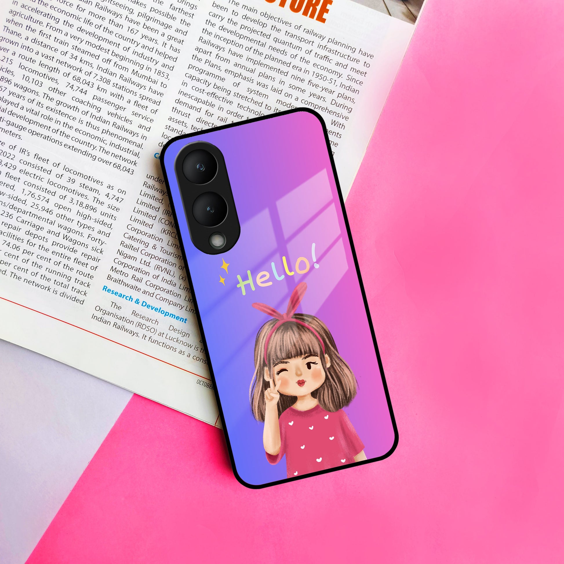 Cute Girl Hello Glass Case For Vivo ShopOnCliQ