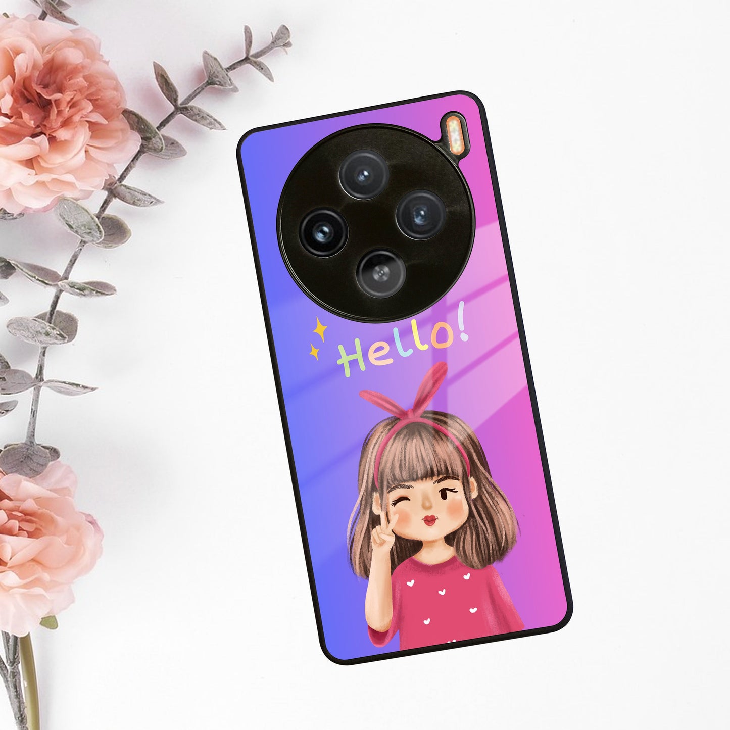 Cute Girl Hello Glass Case For Vivo ShopOnCliQ