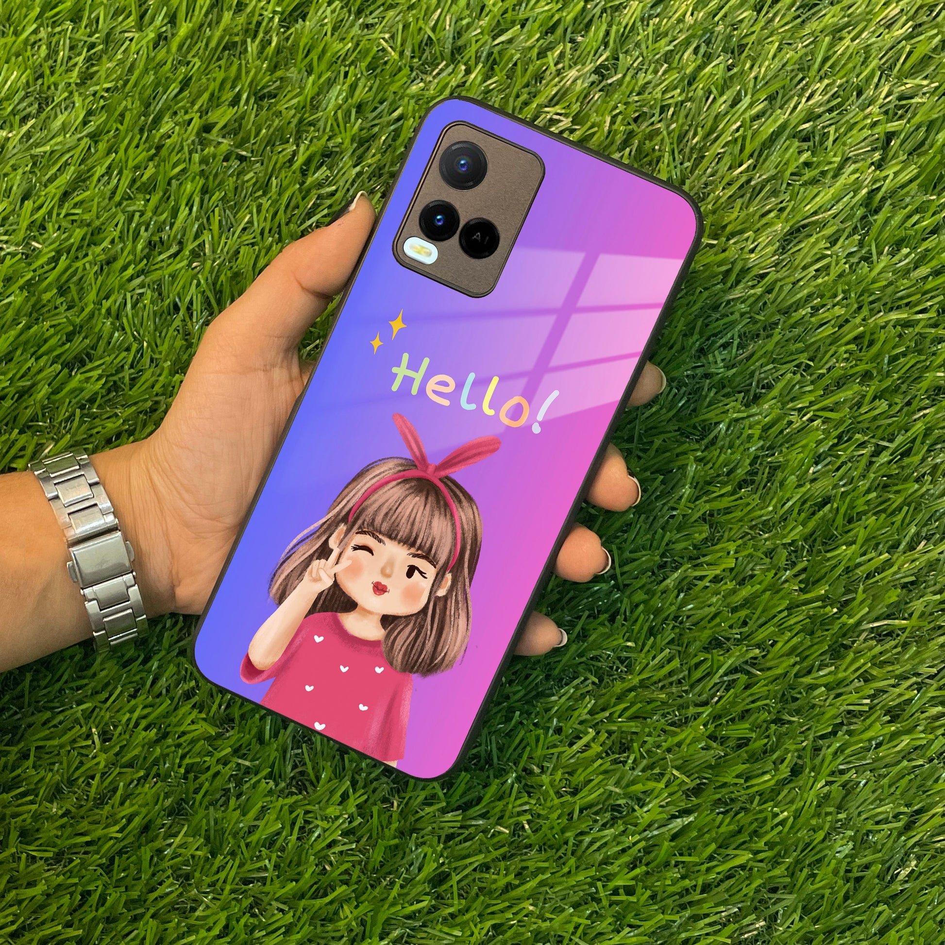 Cute Girl Hello Glass Case For Vivo ShopOnCliQ