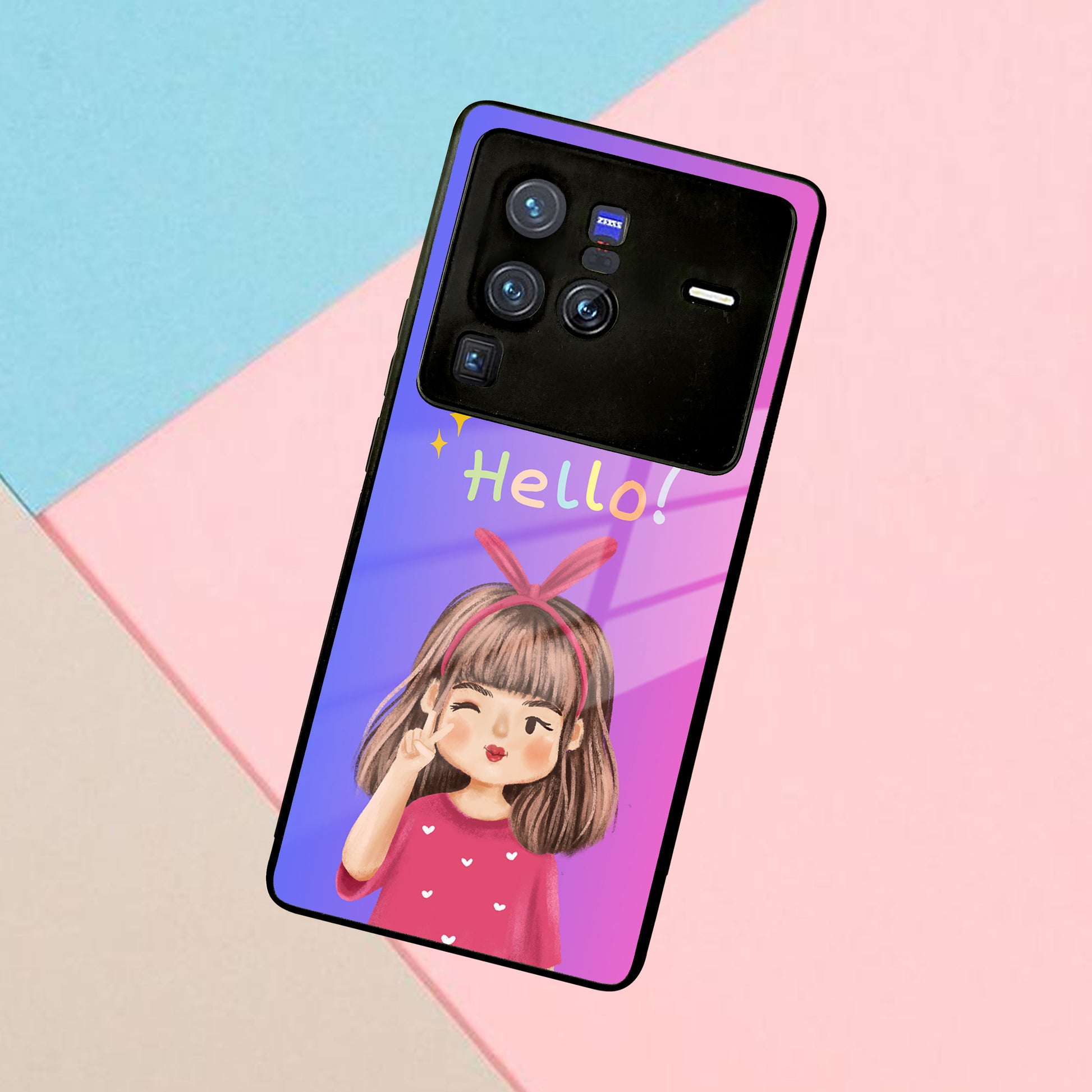 Cute Girl Hello Glass Case For Vivo ShopOnCliQ