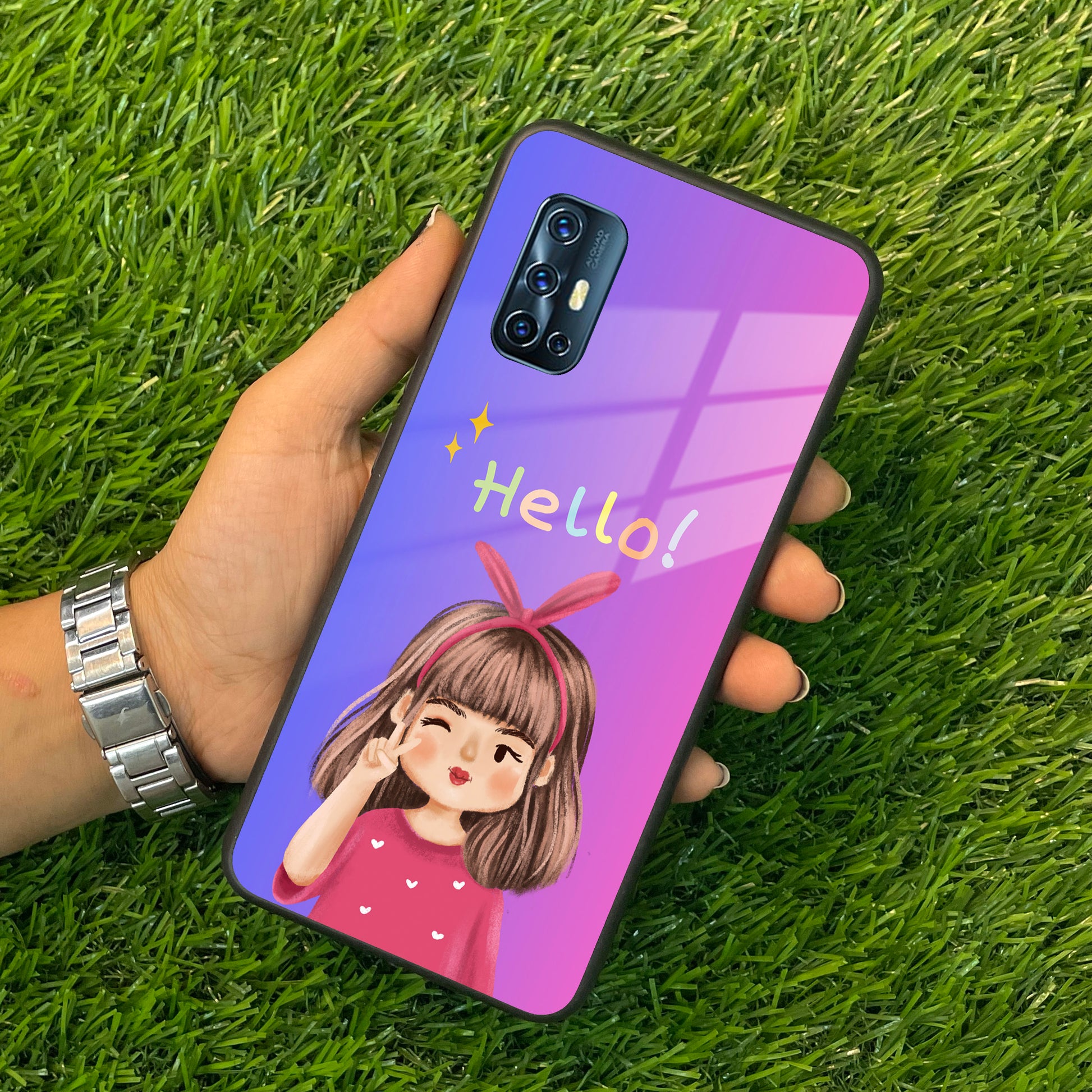 Cute Girl Hello Glass Case For Vivo ShopOnCliQ