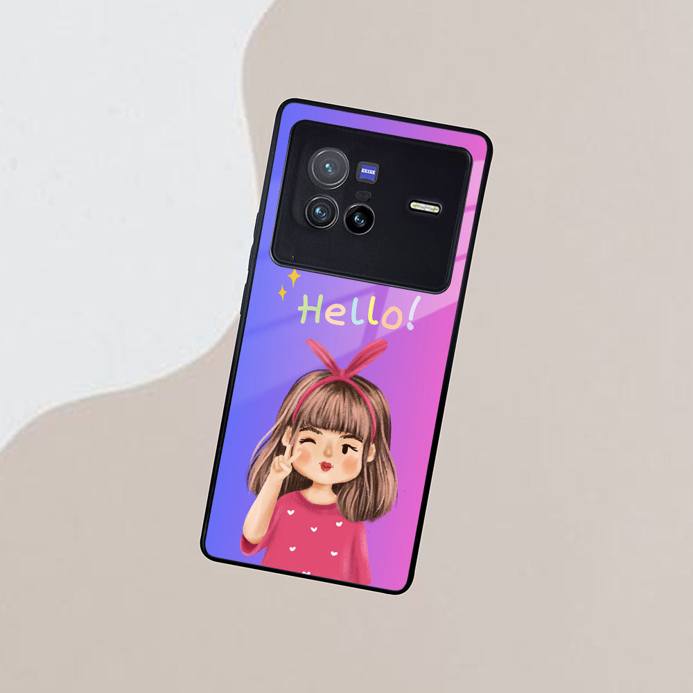 Cute Girl Hello Glass Case For Vivo ShopOnCliQ