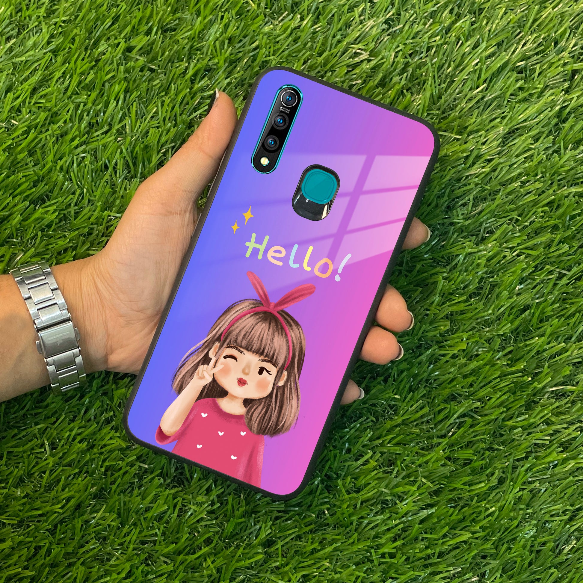 Cute Girl Hello Glass Case For Vivo ShopOnCliQ