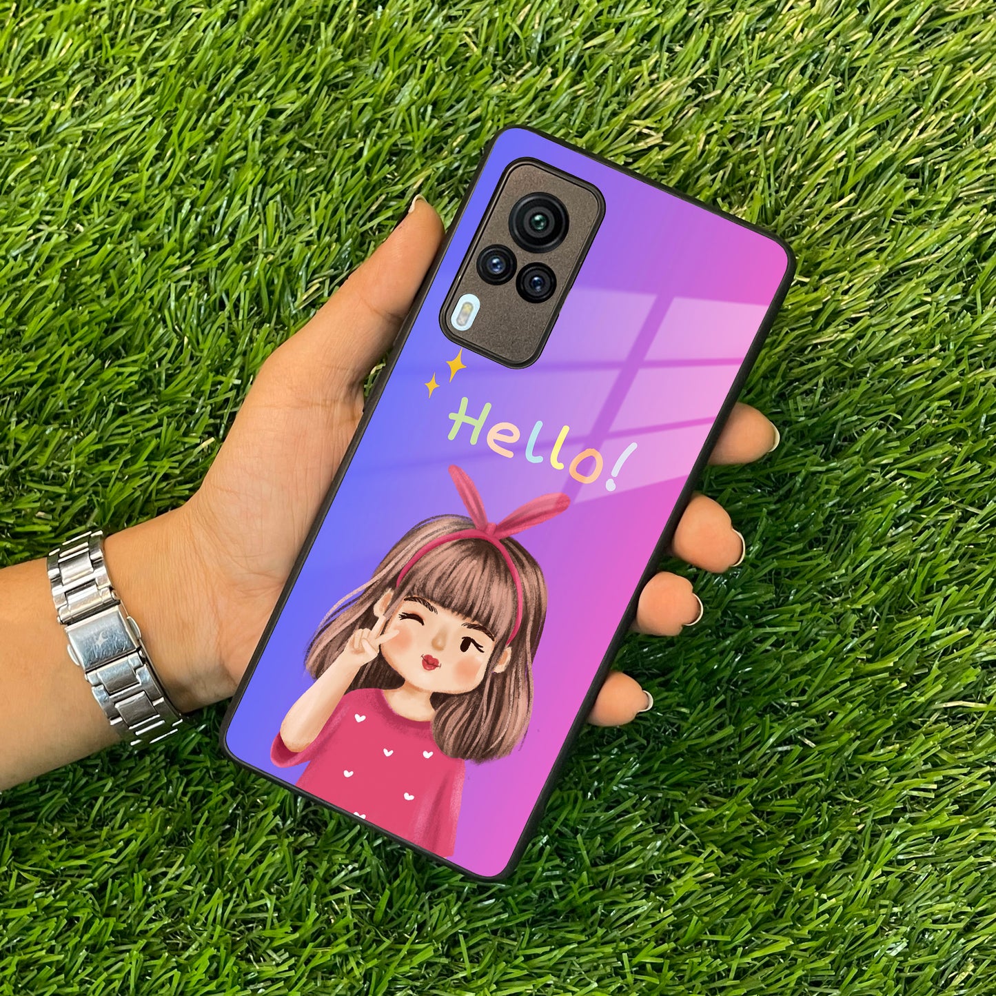 Cute Girl Hello Glass Case For Vivo ShopOnCliQ