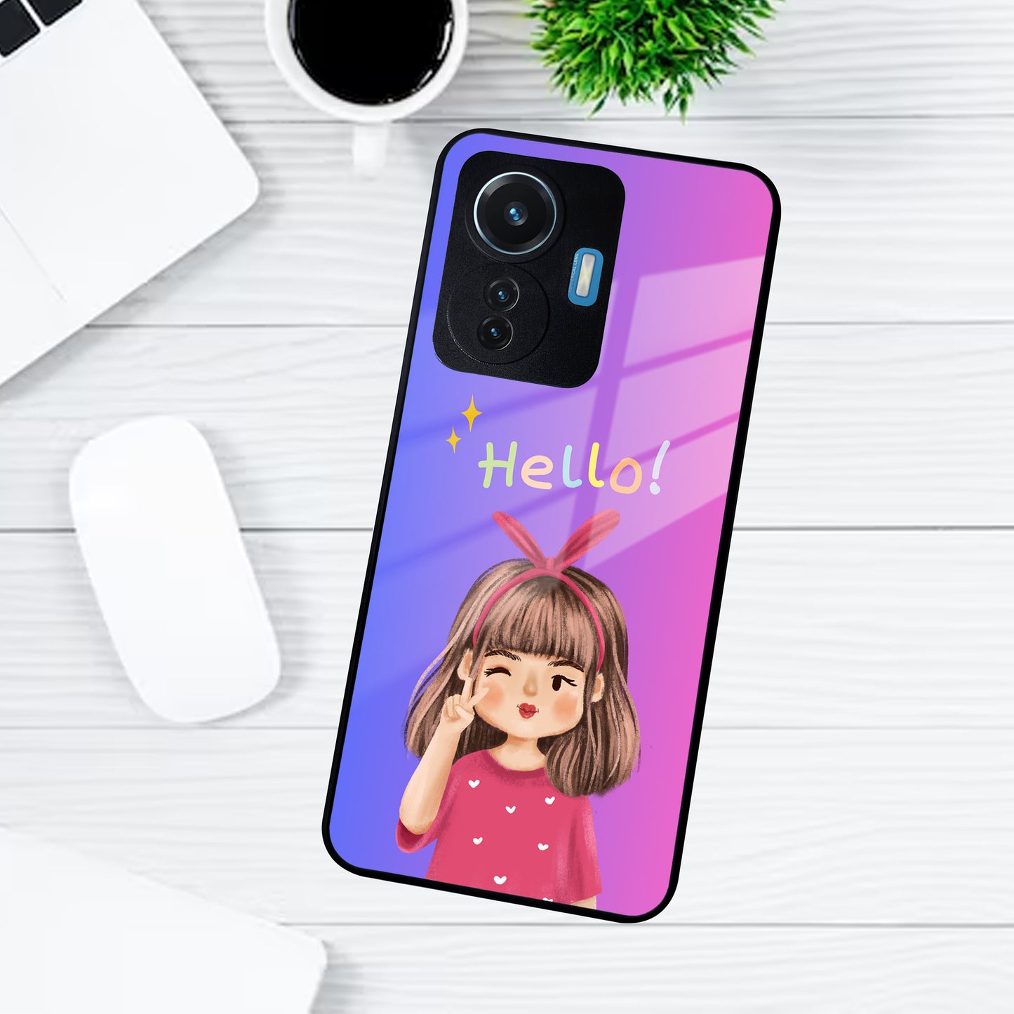 Cute Girl Hello Glass Case For Vivo ShopOnCliQ