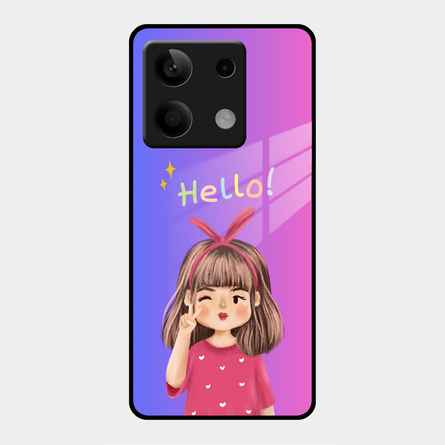 Cute Girl Hello Glass Case for Poco