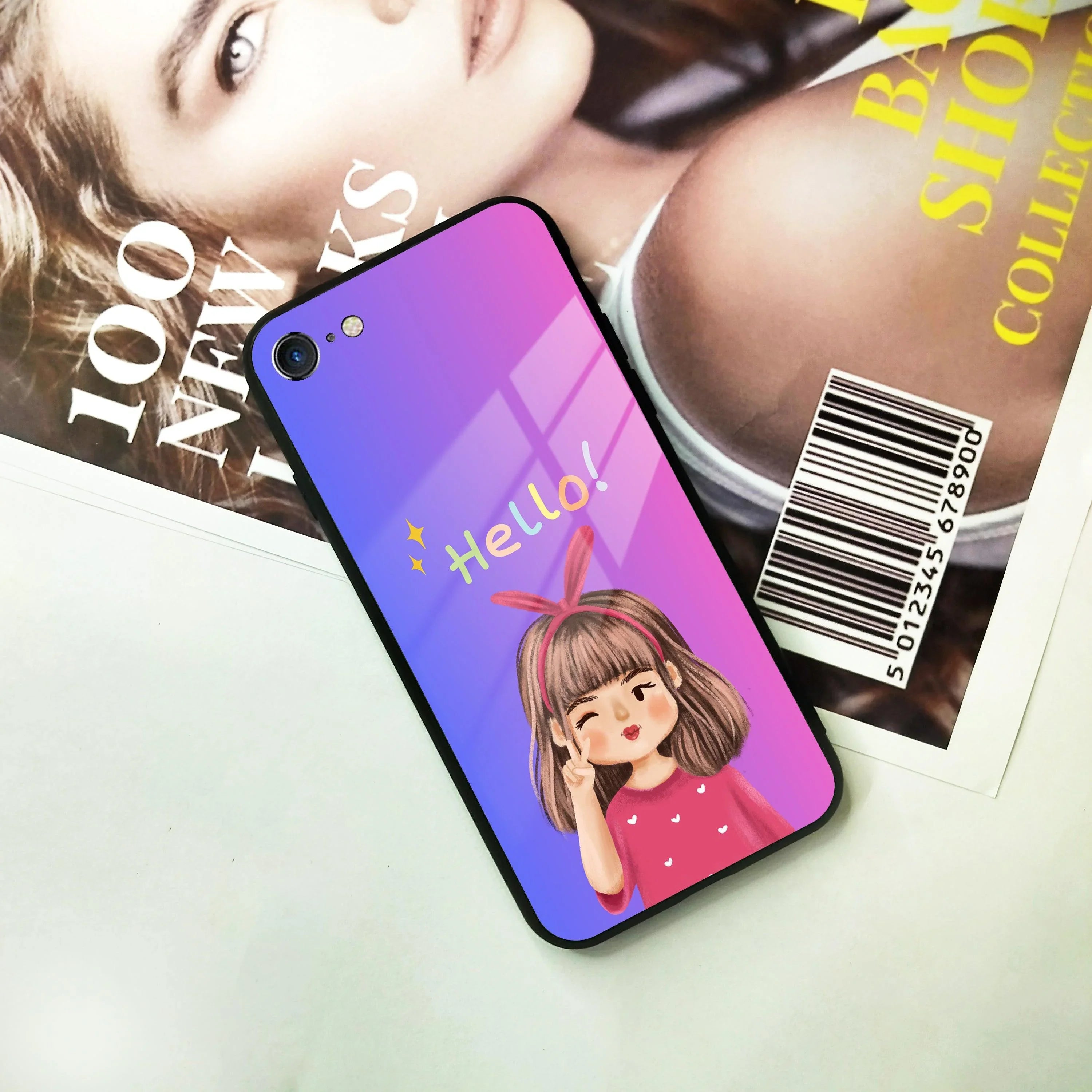 Cute Girl Hello Glass Case for iPhone - ShopOnCliQ